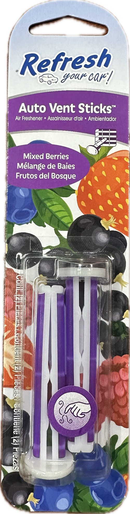 REFRESH YOUR CAR AIR FRESHENER VENT STICK 2CT MIXED BERRIES NI