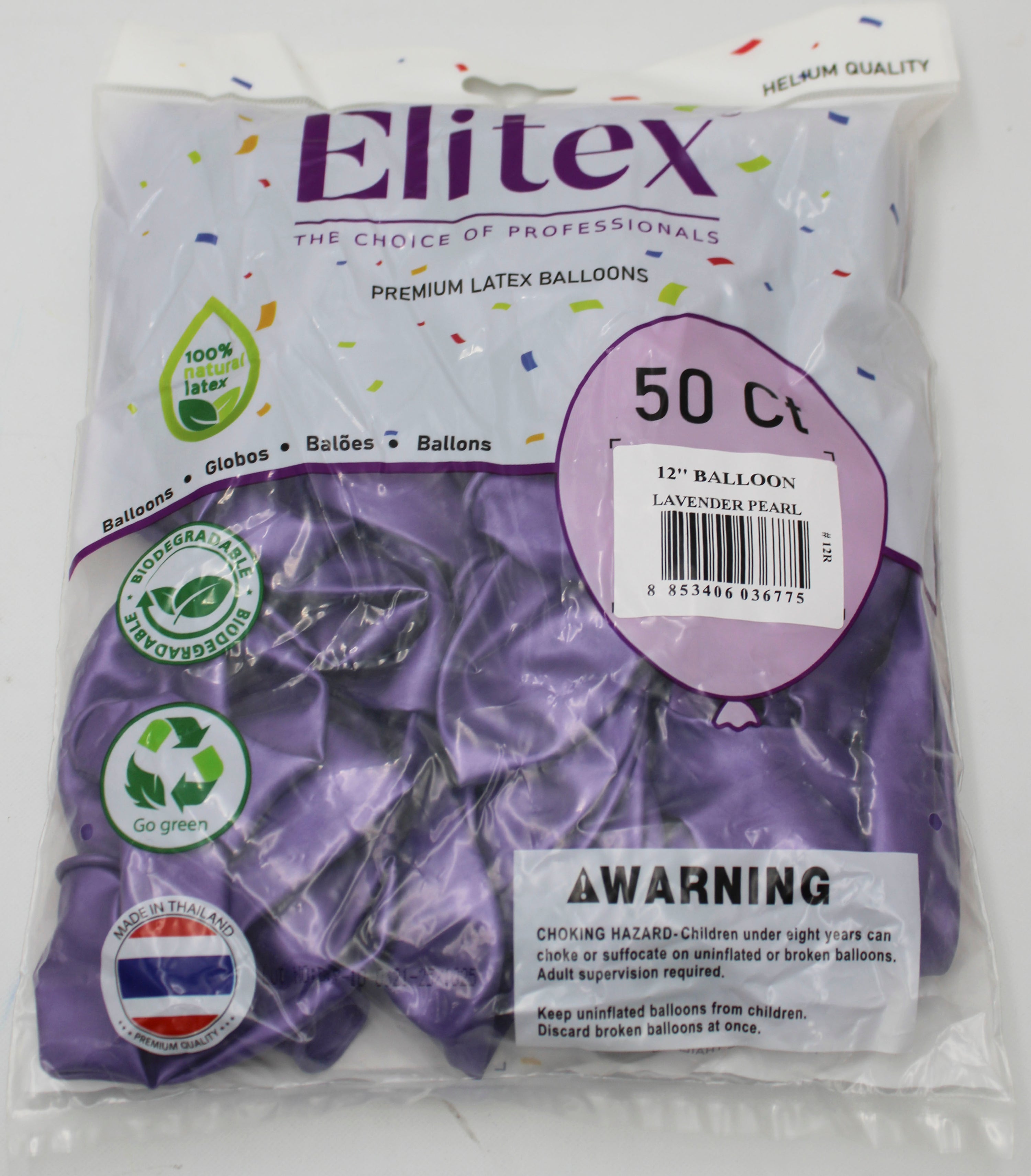 ELITEX 12" LAVENDER PEARL ROUND BALLOON, 50 PACK