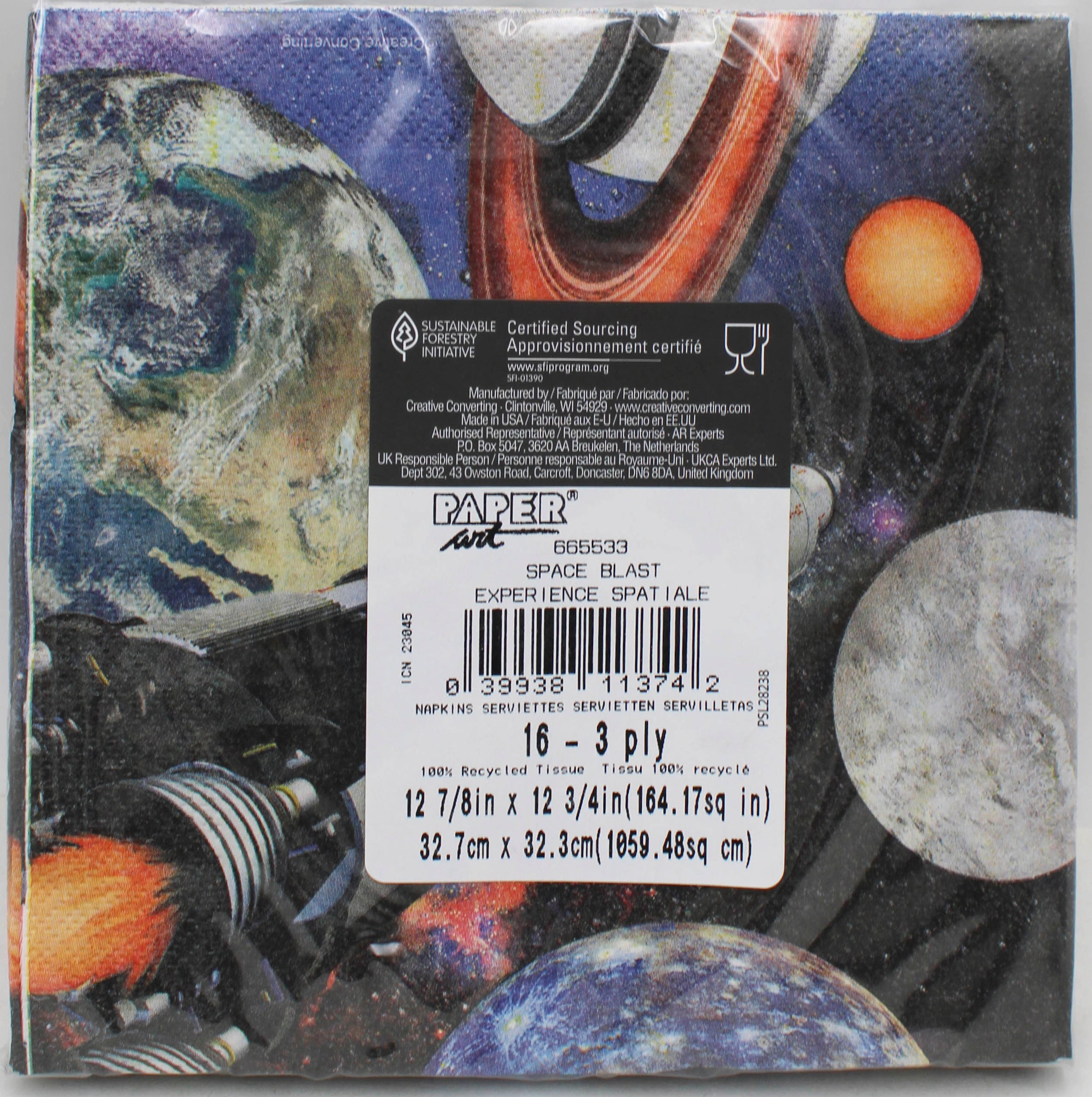 NAPKIN LUNCH 16CT 3P SPACE BLAST