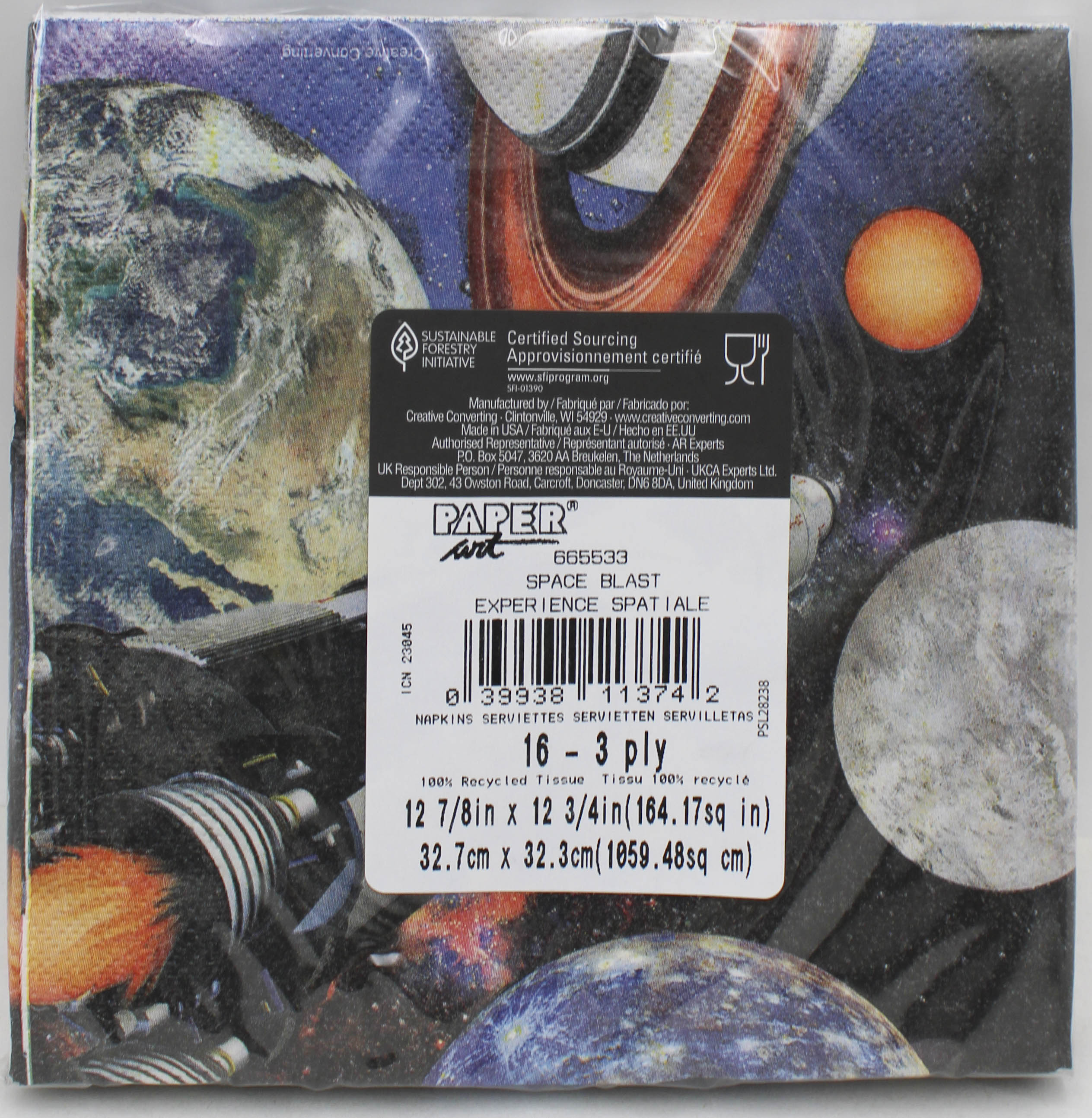 NAPKIN LUNCH 16CT 3P SPACE BLAST