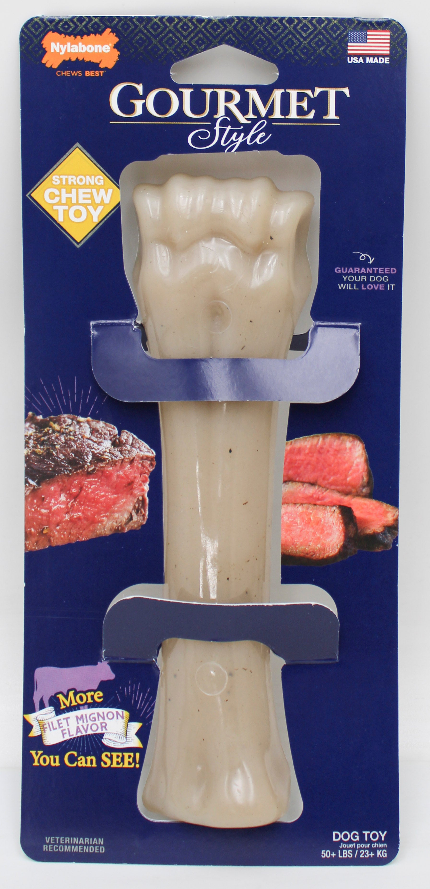 NYLABONE GOURMET STYLE STRONG CHEW BONE, FILET MIGNON SZ SOUPER