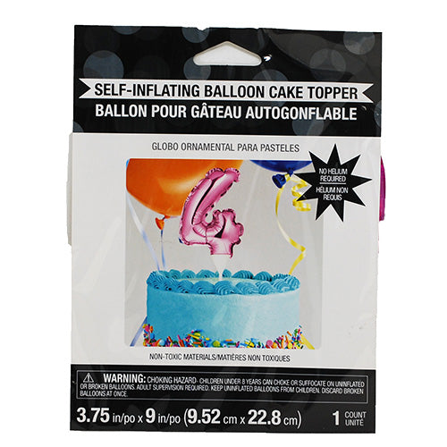 Self Inflating Balloon Cake Topper #4 Pink | Wholesale Pack