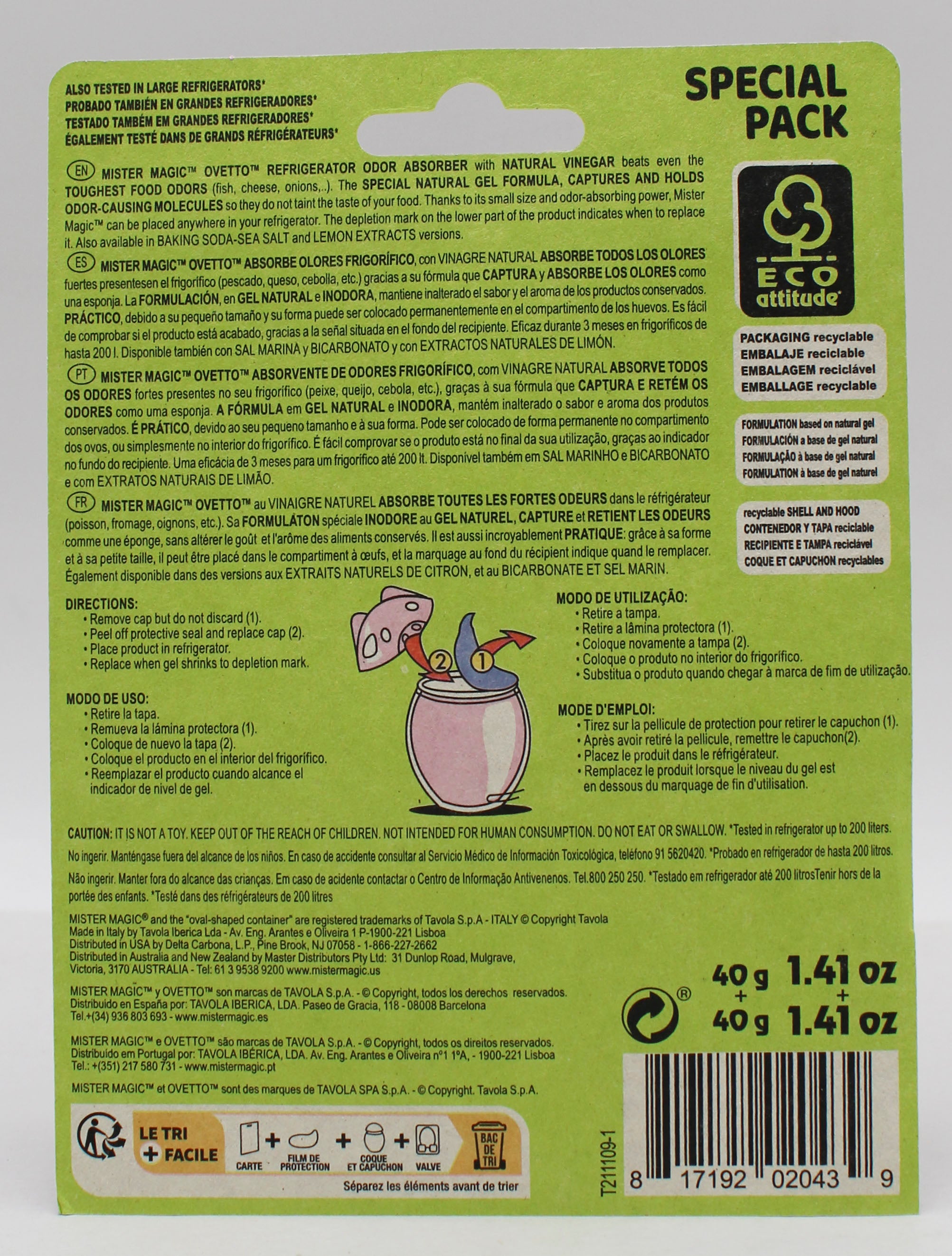 2CT FRIDGE ODOR ABSORBER - VINEGAR