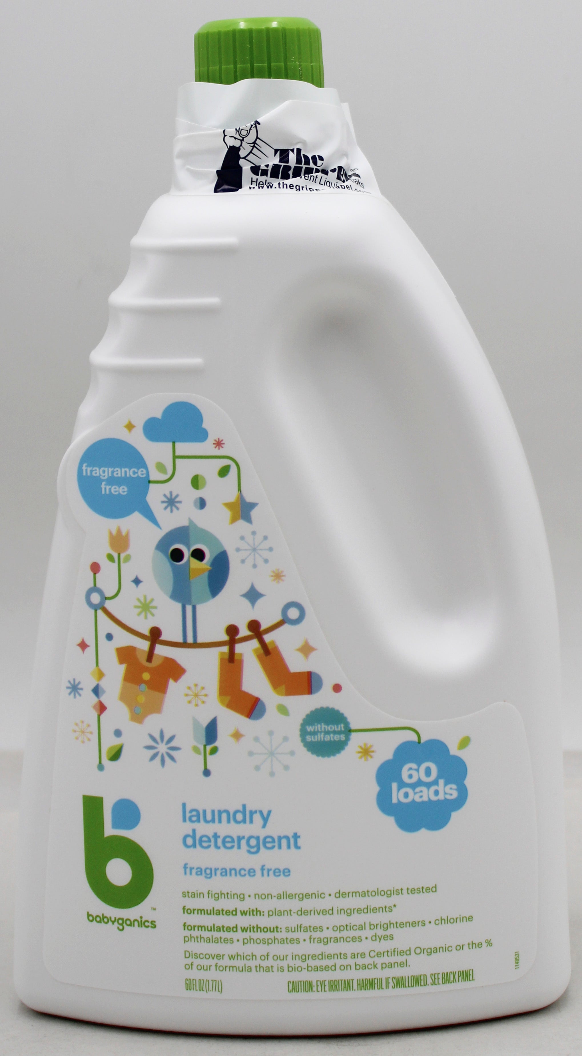 BABYGANICS 3X LAUNDRY DETERGENT FRAGRANCE FREE 60oz US
