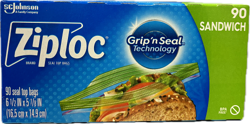 ZIPLOC SANDWICH BAGS 90CT 6 1/2 " X 5 7/8" US.