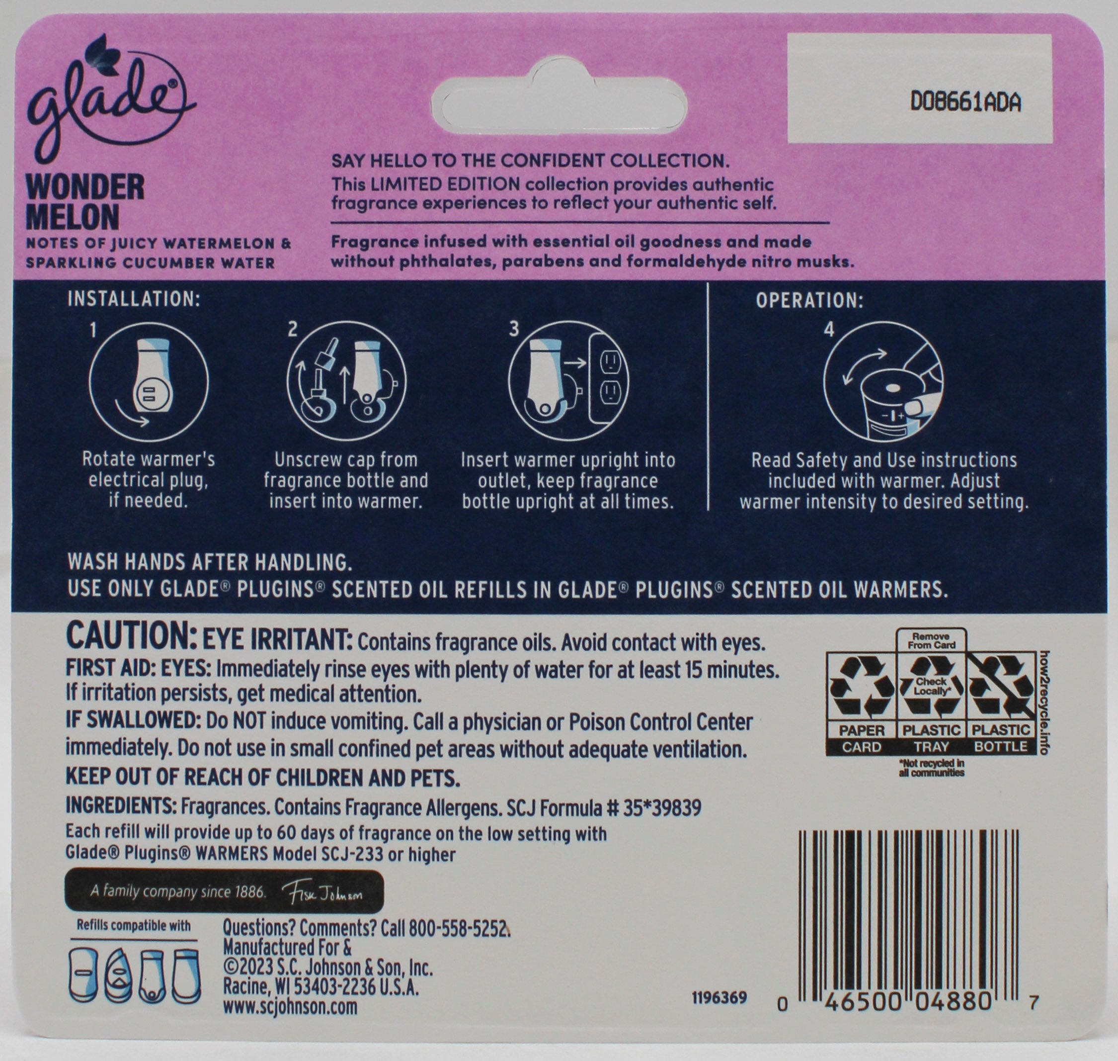GLADE PLUGINS SCENTED OIL WONDER MELON 5ct .67oz