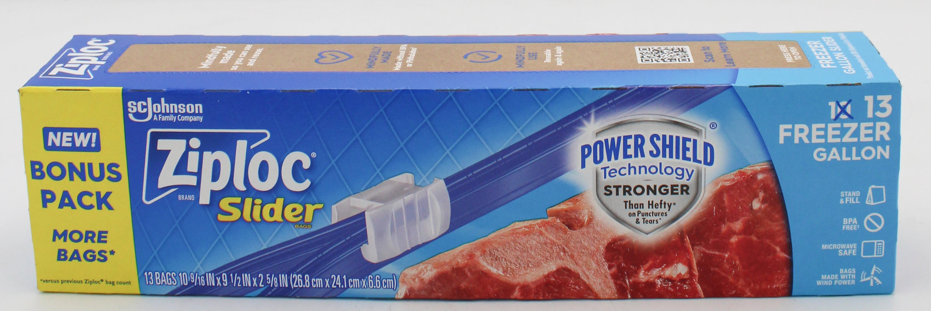 SP ZIPLOC BAG  SLIDER FREEZER 13 CT GALLON