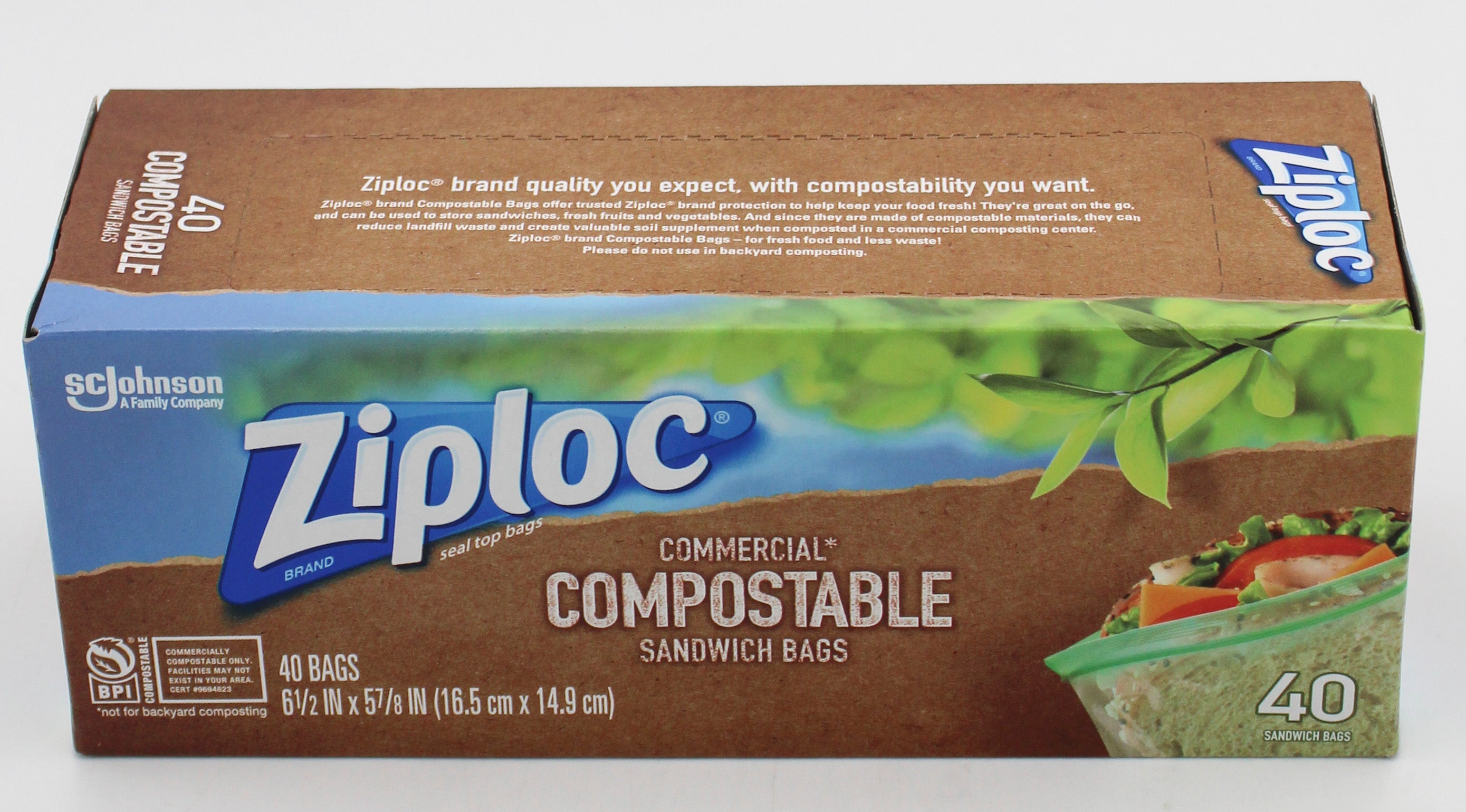SP ZIPLOC COMPOSTABLE SANDWICH BAGS 40ct (IMPERFECT)