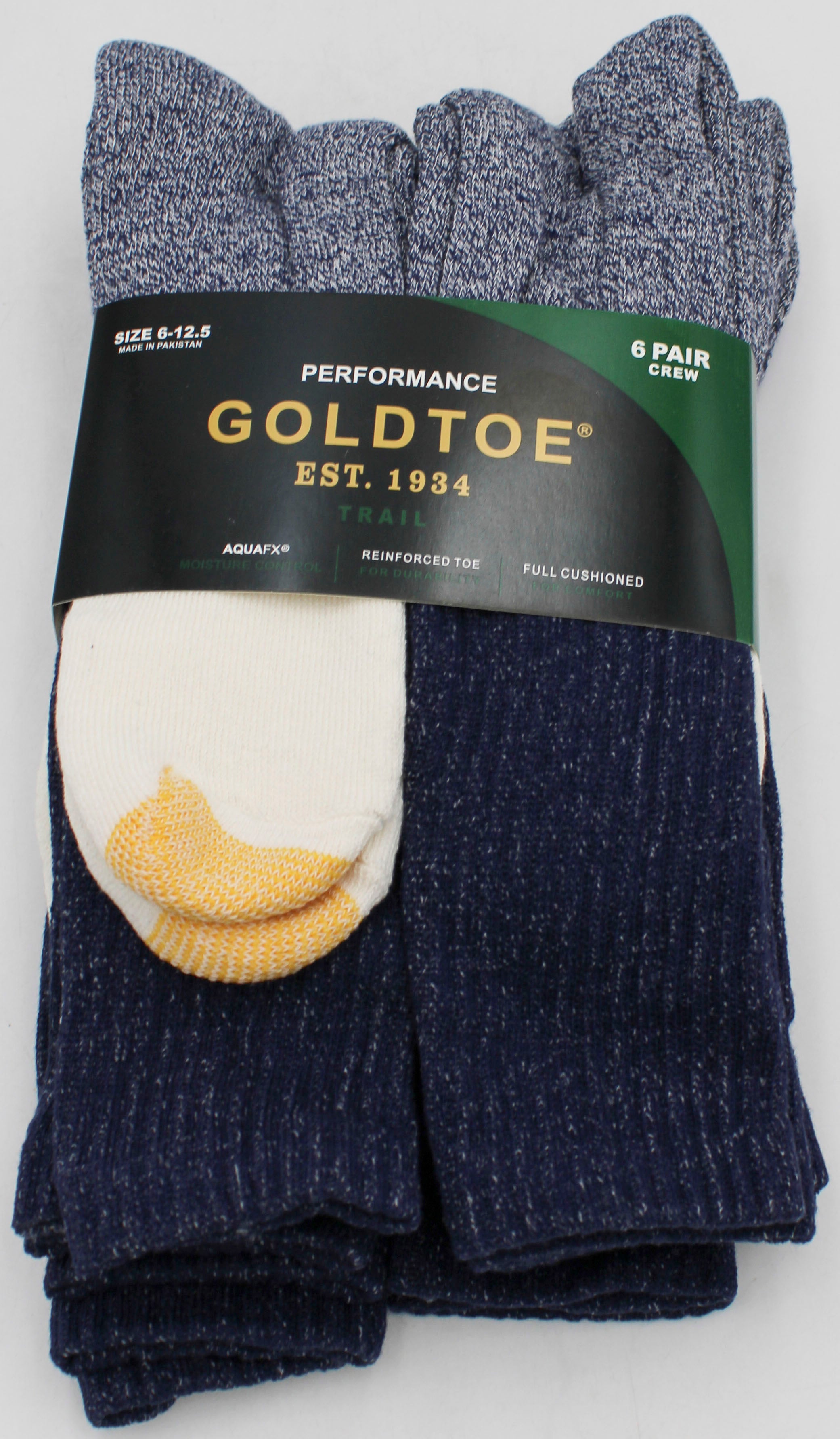 GOLDTOE 6PK CREW SOCKS MEELANCH PP$22.00 SZ 6-12 NI