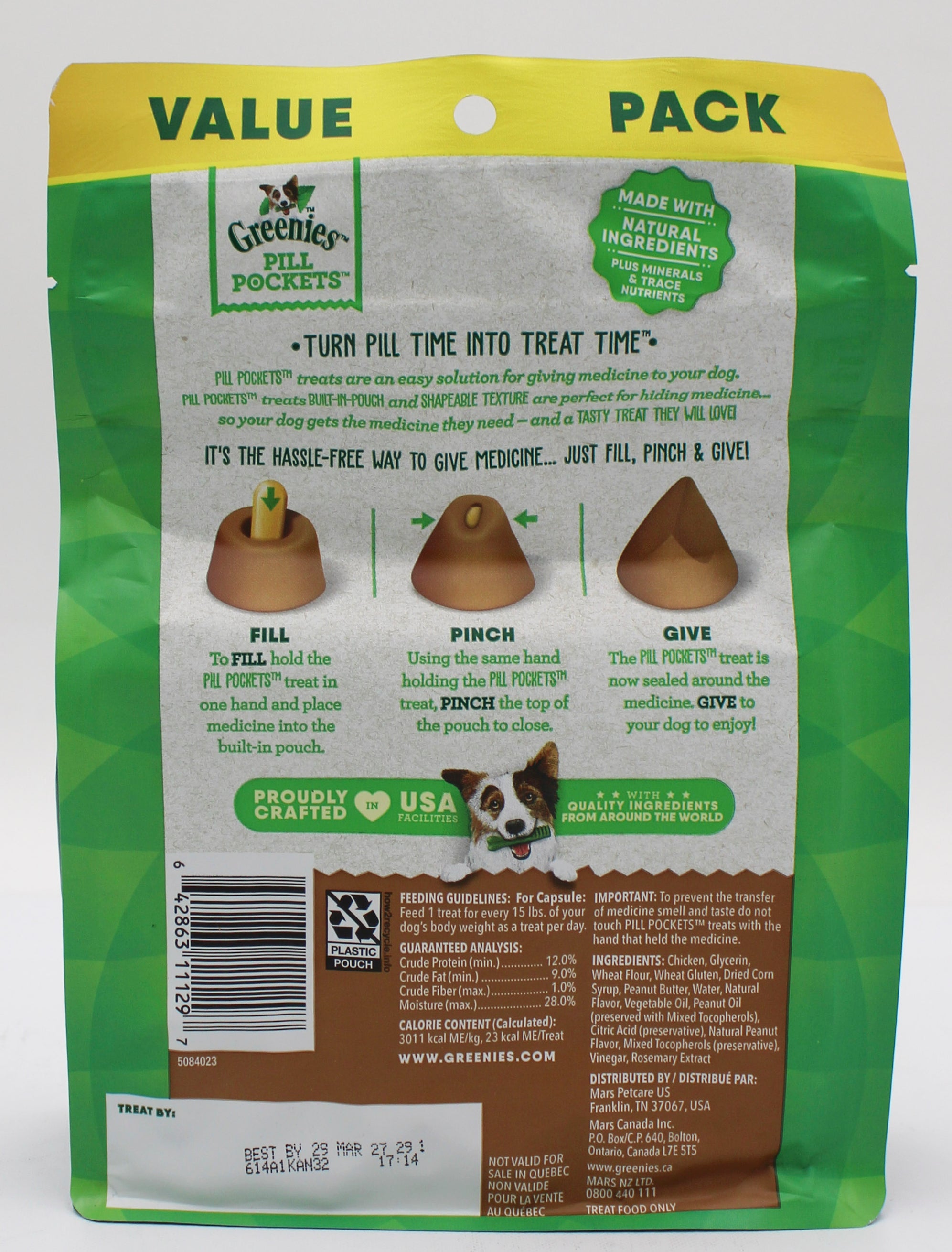 GREENIES PILL POCKET VALUE PACK PEANUT BUTTER SOFT DOG TREATS 15.8OZ. BB 3/14/2027