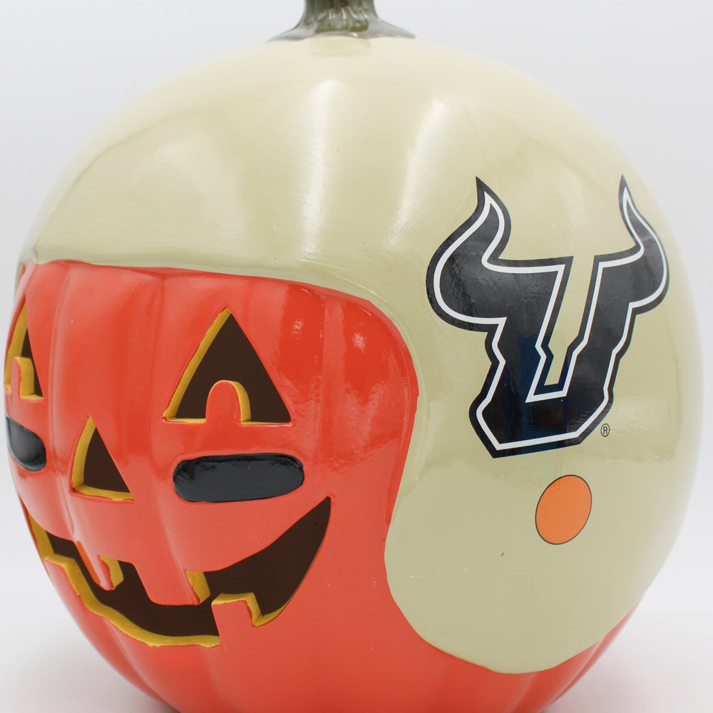 SOUTH FLORIDA BULLS CERAMIC PUMPKIN HELMET 10"