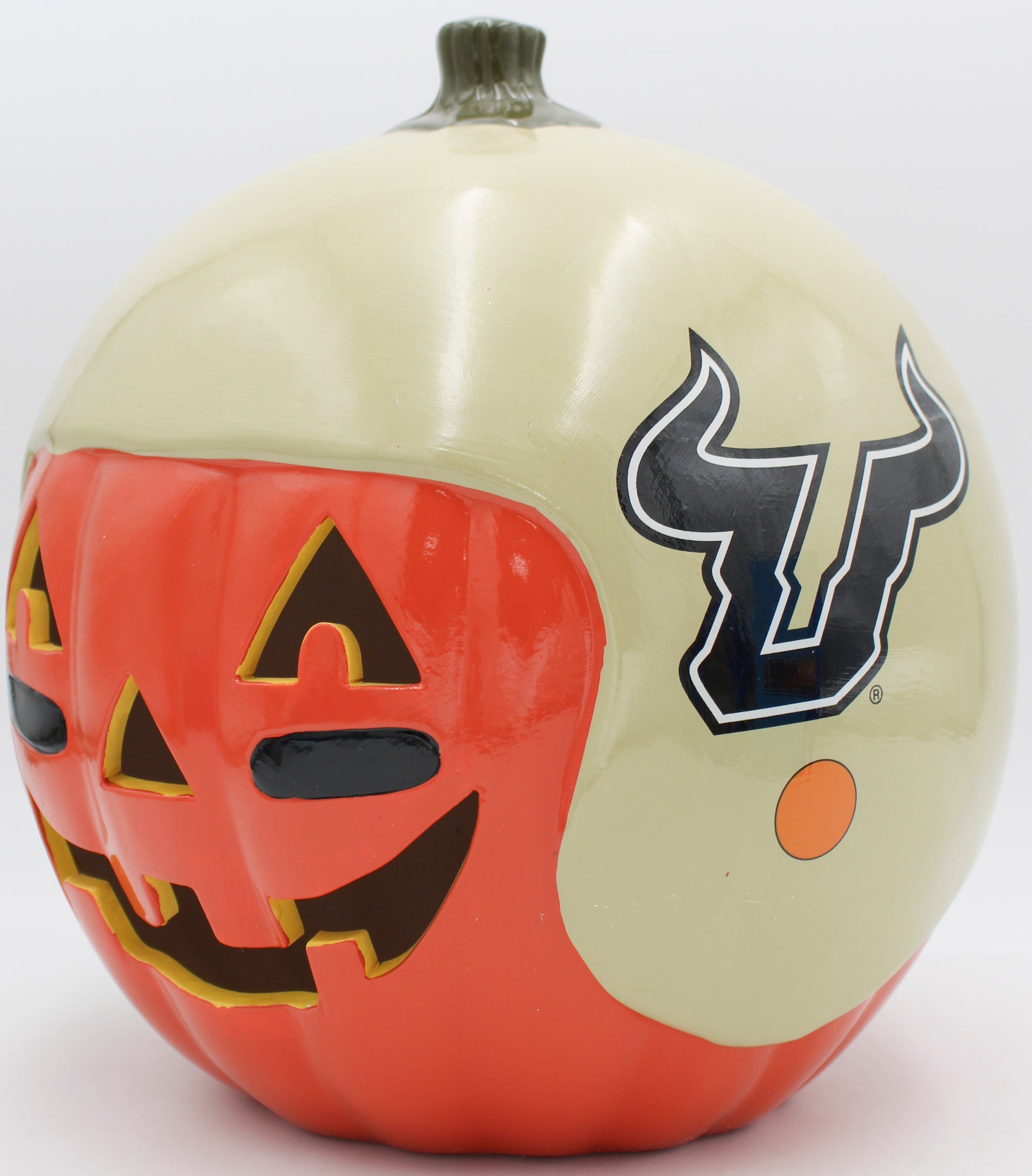 OFFICIALLY LICENCED SOUTH FLORIDA BULLS CERAMIC PUMPKIN HELMET 10"