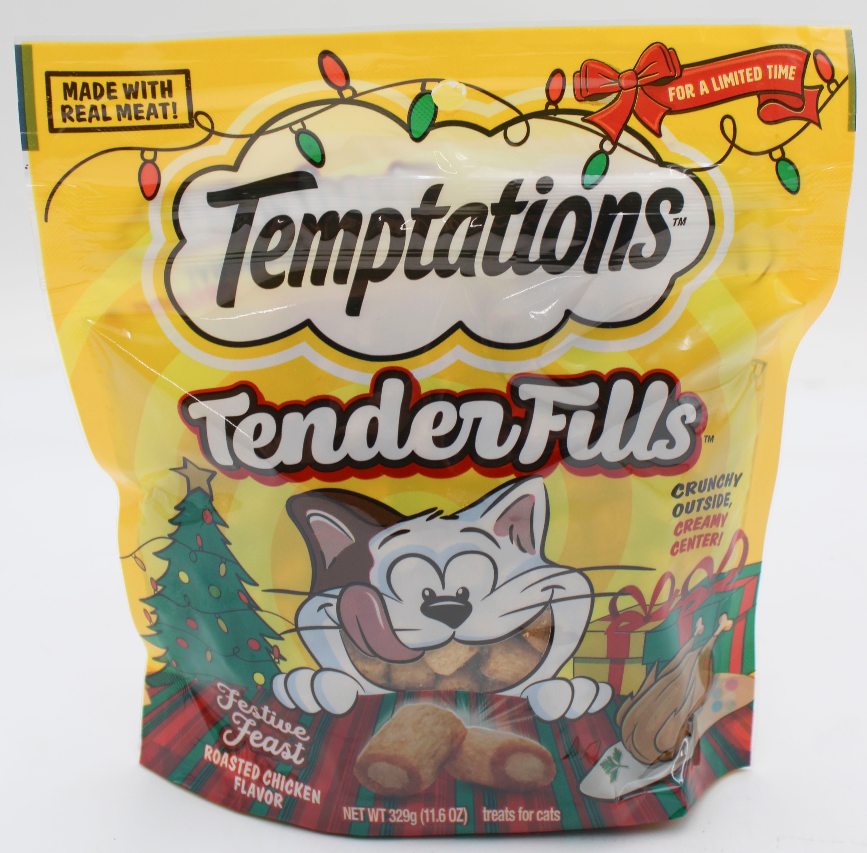 TEMPTATIONS TENDER FILLS FESTIVE FEAST ROASTED CHICKEN FLAVOR CAT TREATS, 11.6 OZ. BB 2/28/2027