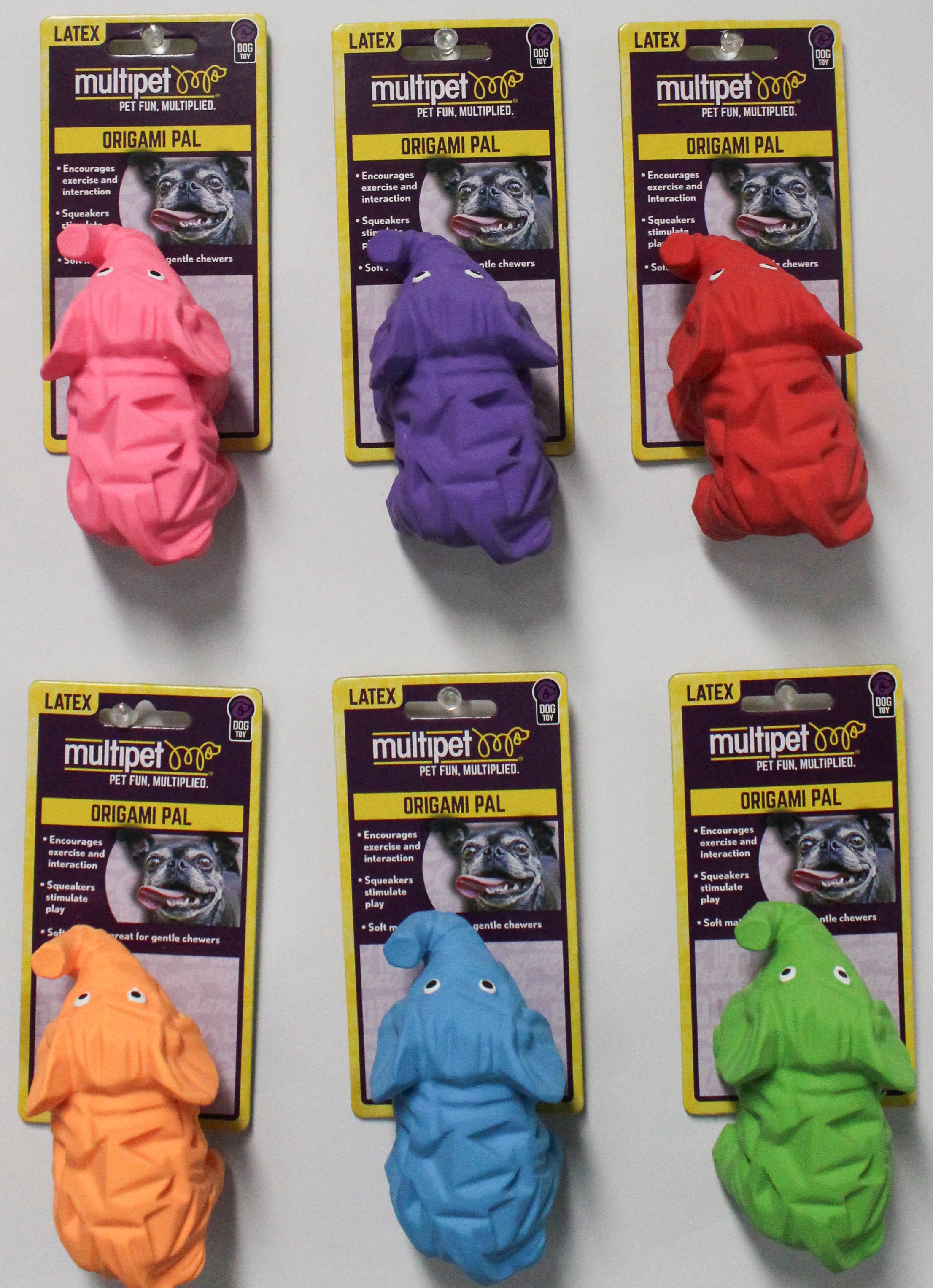 MULTIPET ORIGAMI PALS ELEPHANT (LATEX) DOG TOY - 3.5"