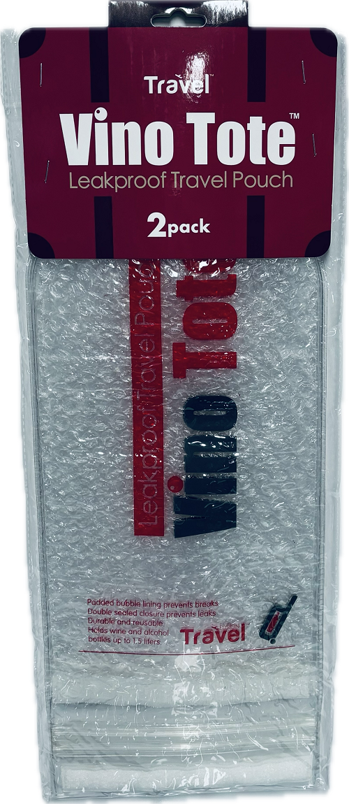 FUSION TRAVEL VINO TOTE 2CT UP TO 1.5 LITERS LEAKPROOF WINE BOTTLE POUCH.