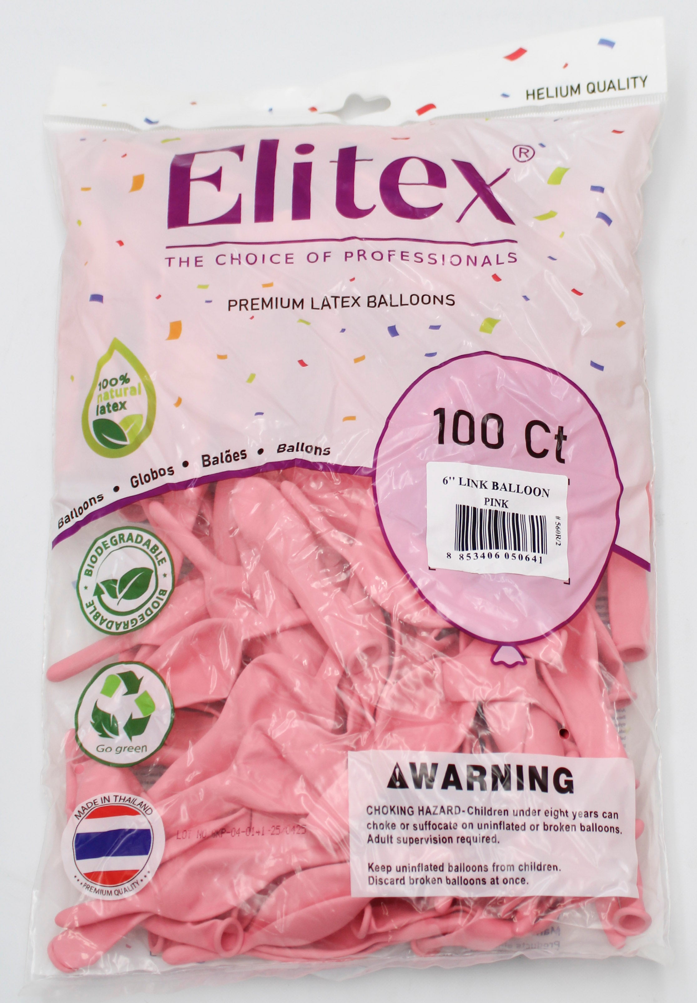 ELITEX 6" PINK LINK BALLOON, 100 PACK