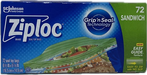 SP ZIPLOC SANDWICH BAGS 72CT