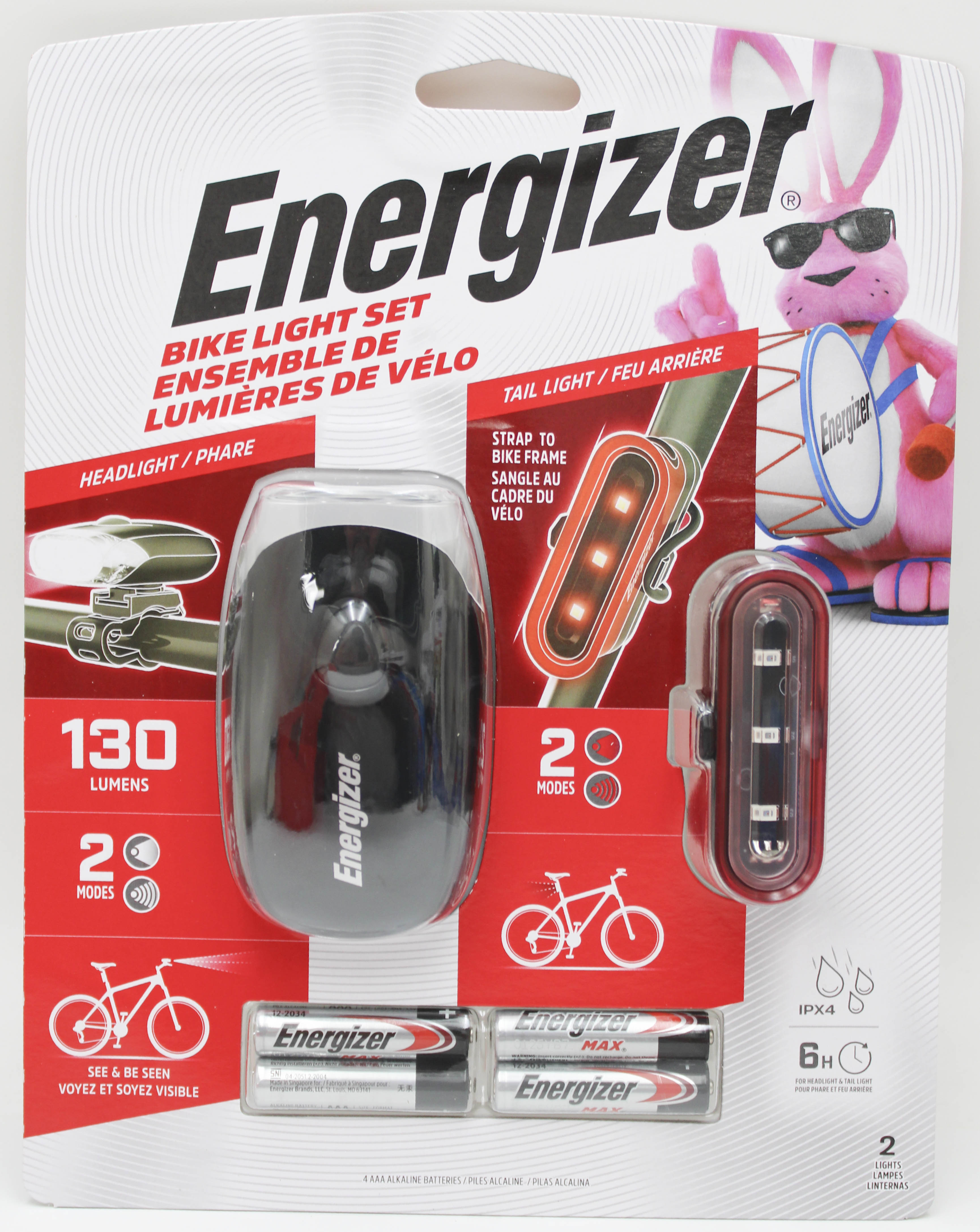 ENERGIZER BIKE LIGHT 130 LUMEN BATTERIES INCLUDED