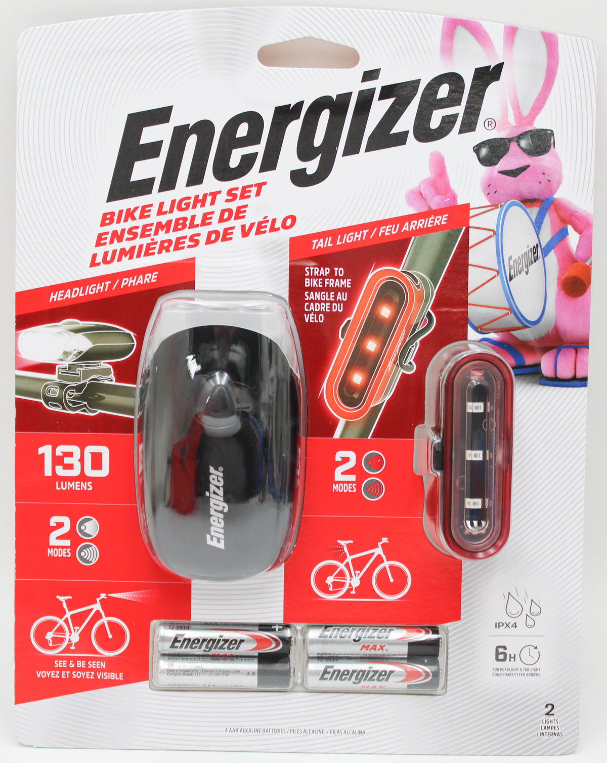 ENERGIZER BIKE LIGHT 130 LUMEN BATTERIES INCLUDED