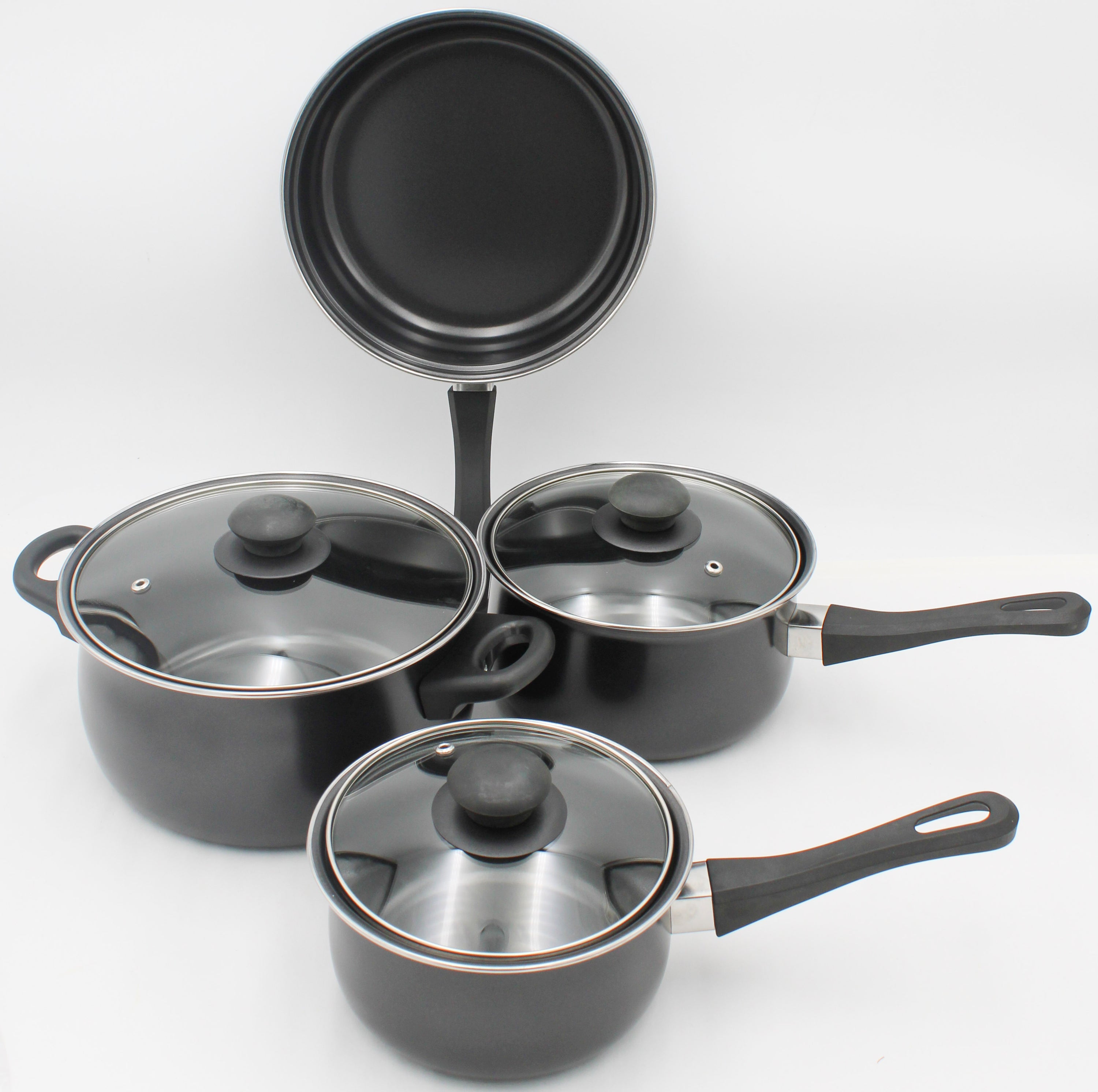 GIBSON EVERYDAY CHEF DU JOUR COOKWARE SET - BLACK 7pc NI