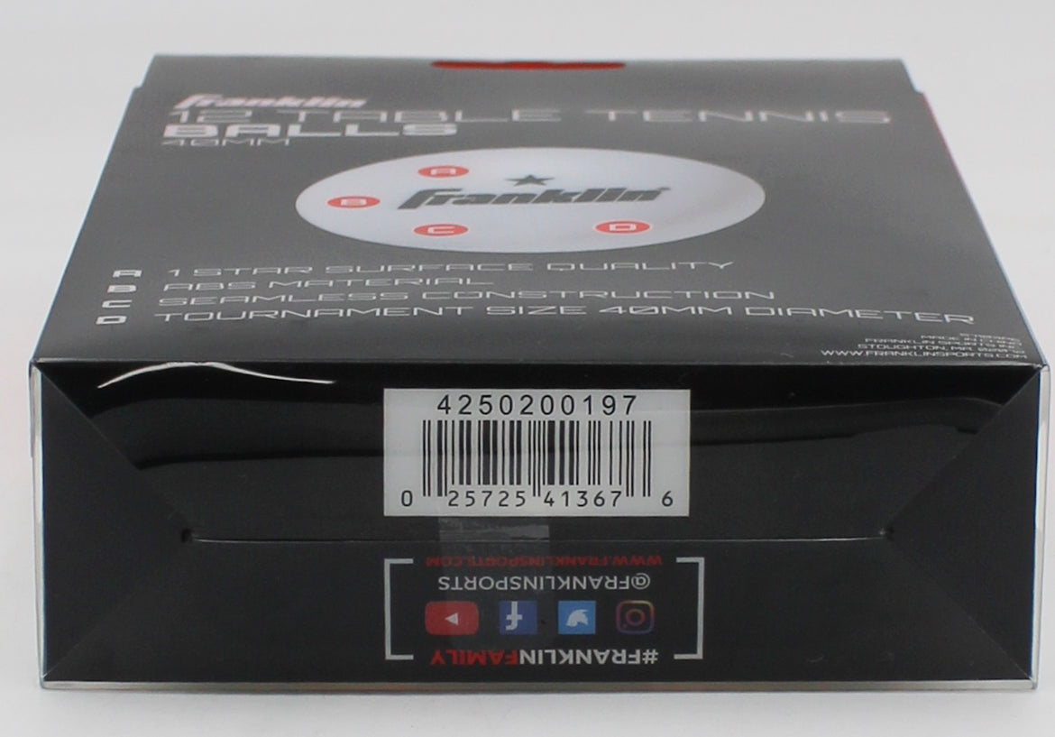 FRANKLIN 40MM TABLE TENNIS BALLS 12CT
