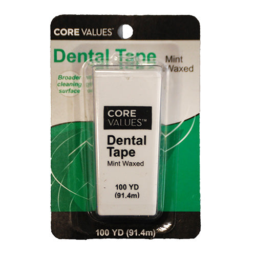 CORE VALUES DENTAL TAPE 100YD-MINT WAXED