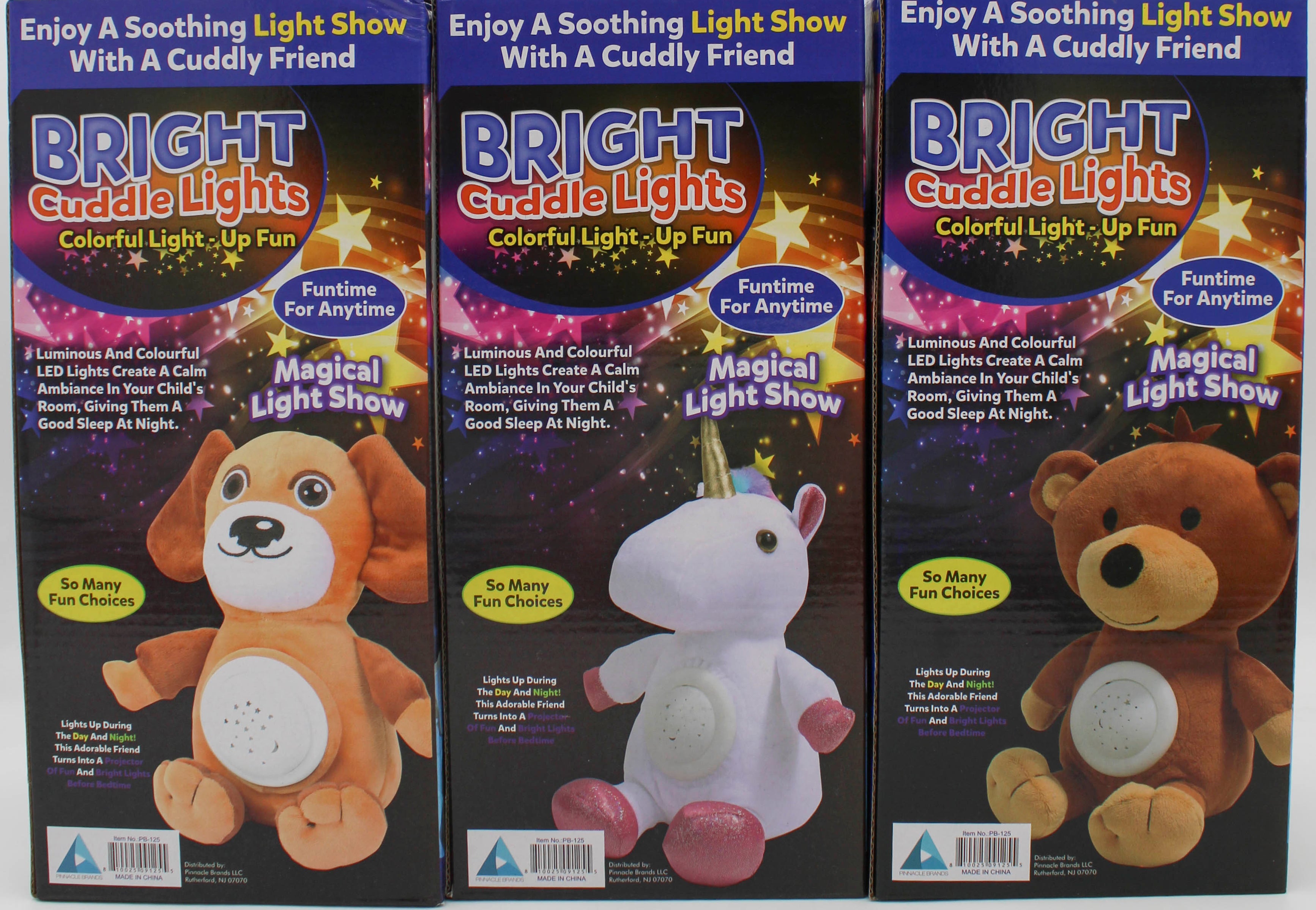 ASTV CUDDLE LIGHTS UNICORN, BEAR, DOG 4PC. ASST.
