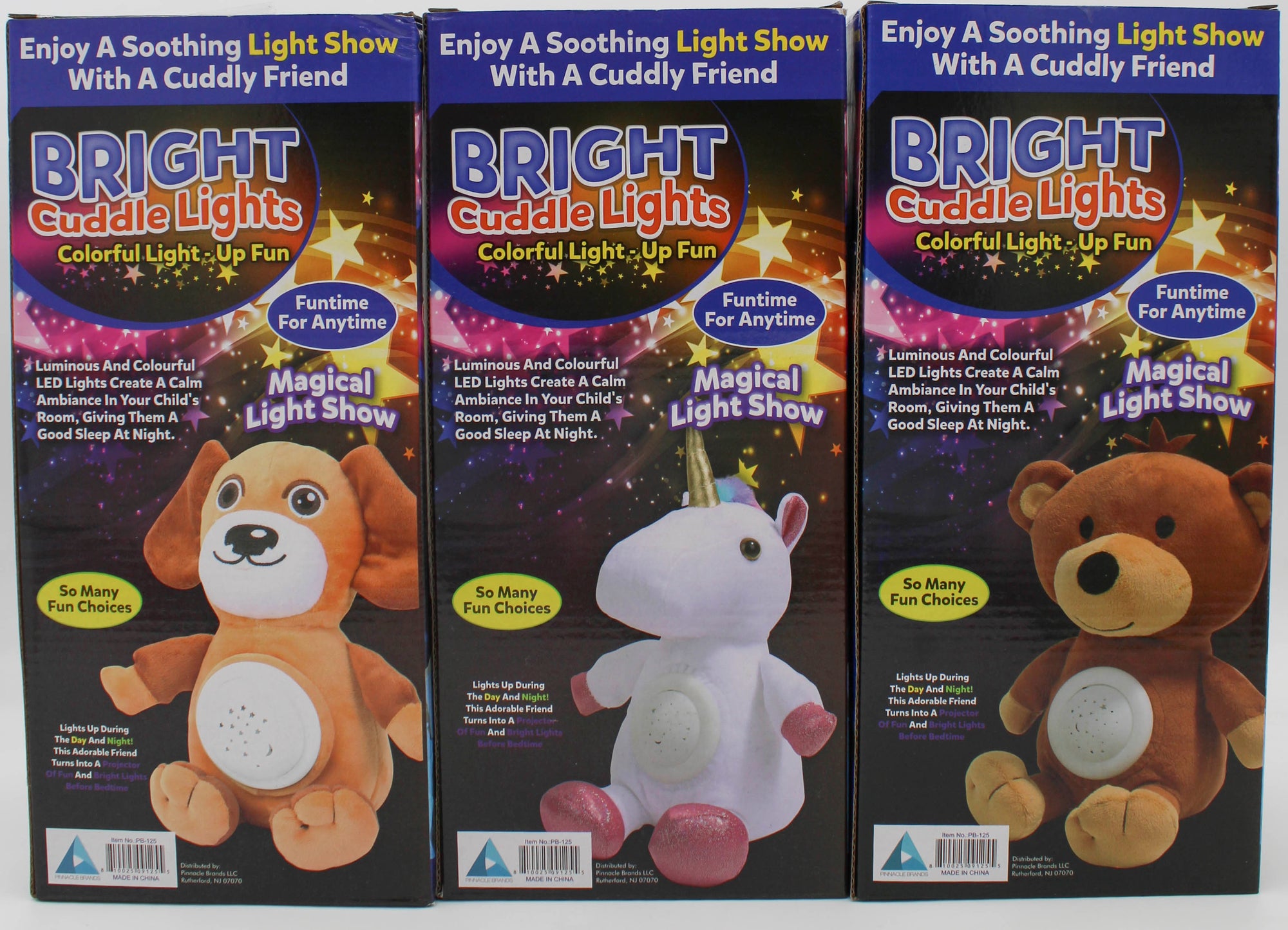 ASTV CUDDLE LIGHTS UNICORN, BEAR, DOG 4PC. ASST.