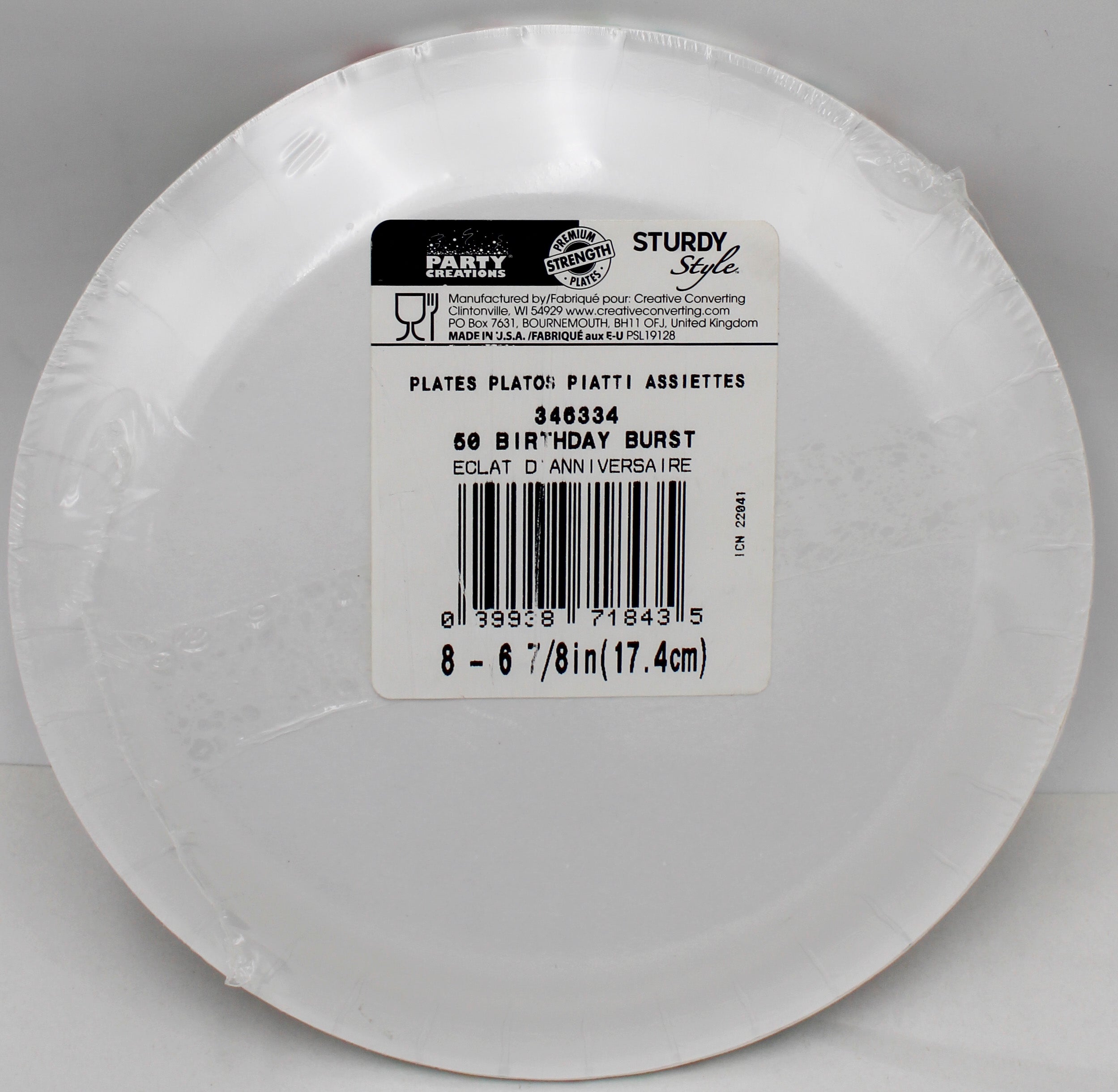 7" PAPER LUNCH PLATE 8CT 50TH BIRTHDAY BURST