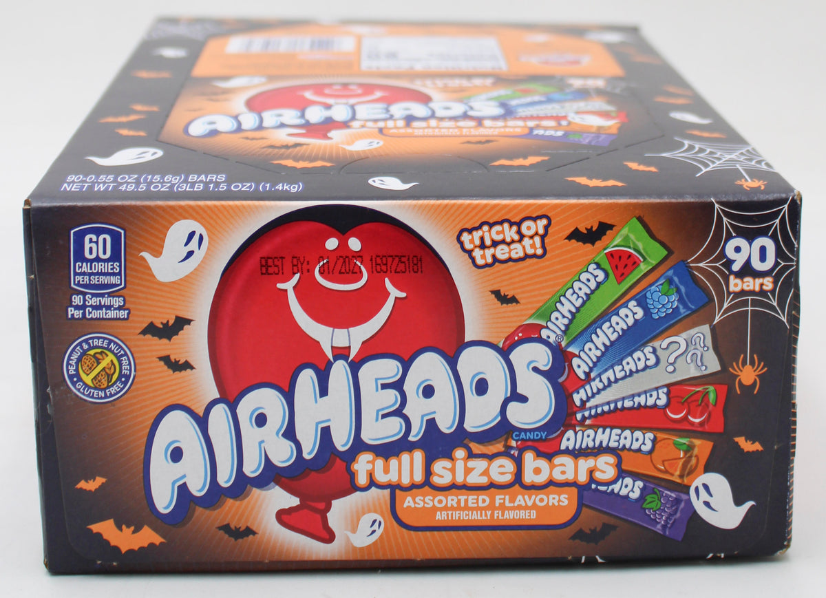 AIRHEADS BARS, ASSORTED FLAVORS, 90-COUNT HALLOWEEN BOX CLUB PACK BB 1/30/27 NI