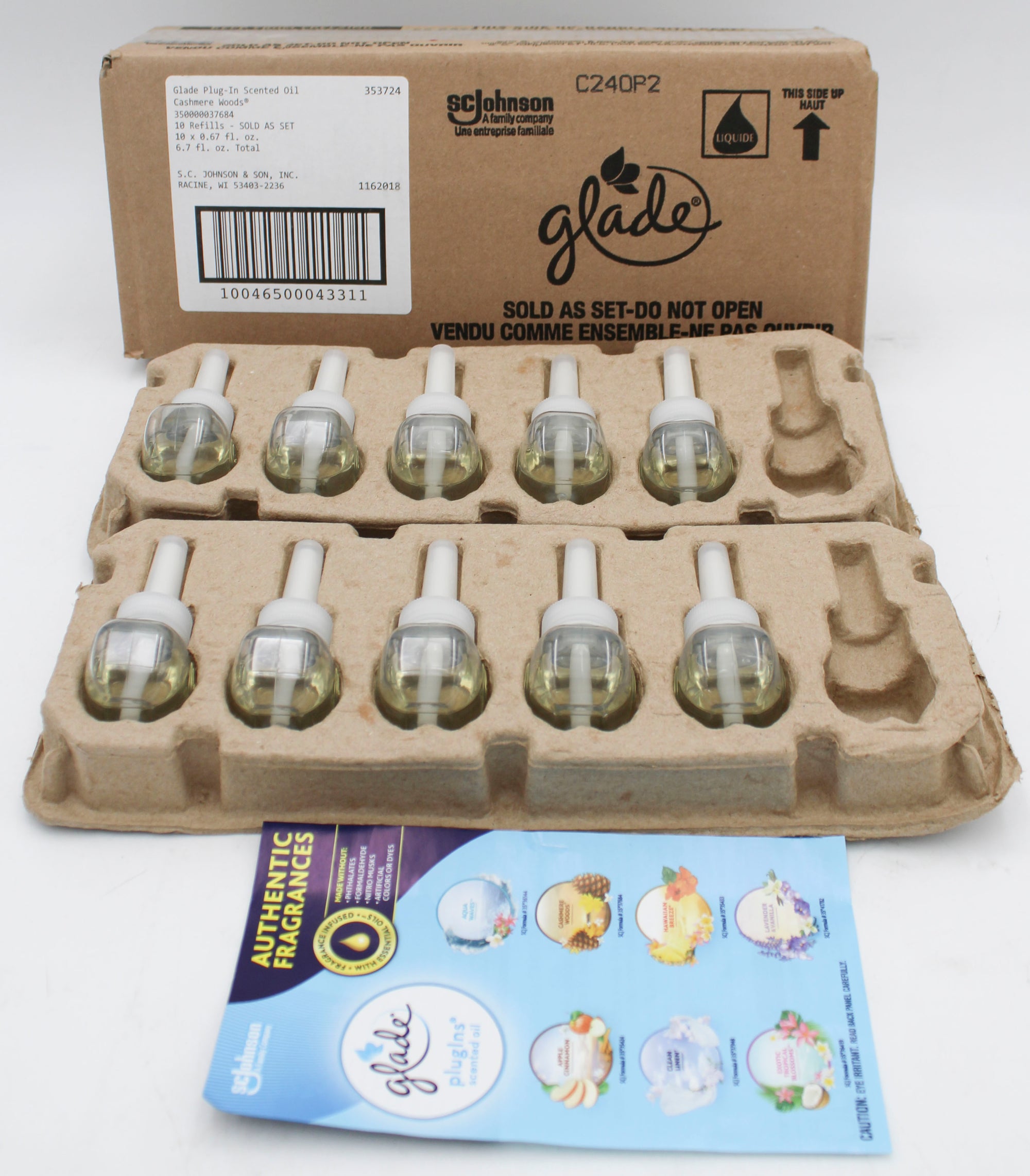 SP GLADE PLUG IN SCENTED OIL ECOM CASHMERE WOODS 10ct 6.7floz US