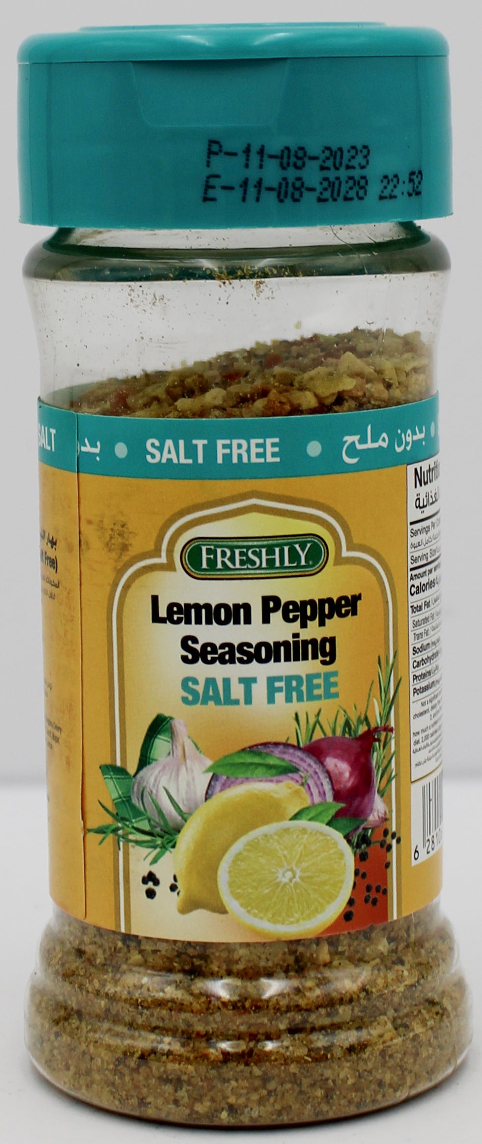 FRESHLY SALT-FREE LEMON & PEPPER SEASONING  2.5 OZ BB 8/11/28