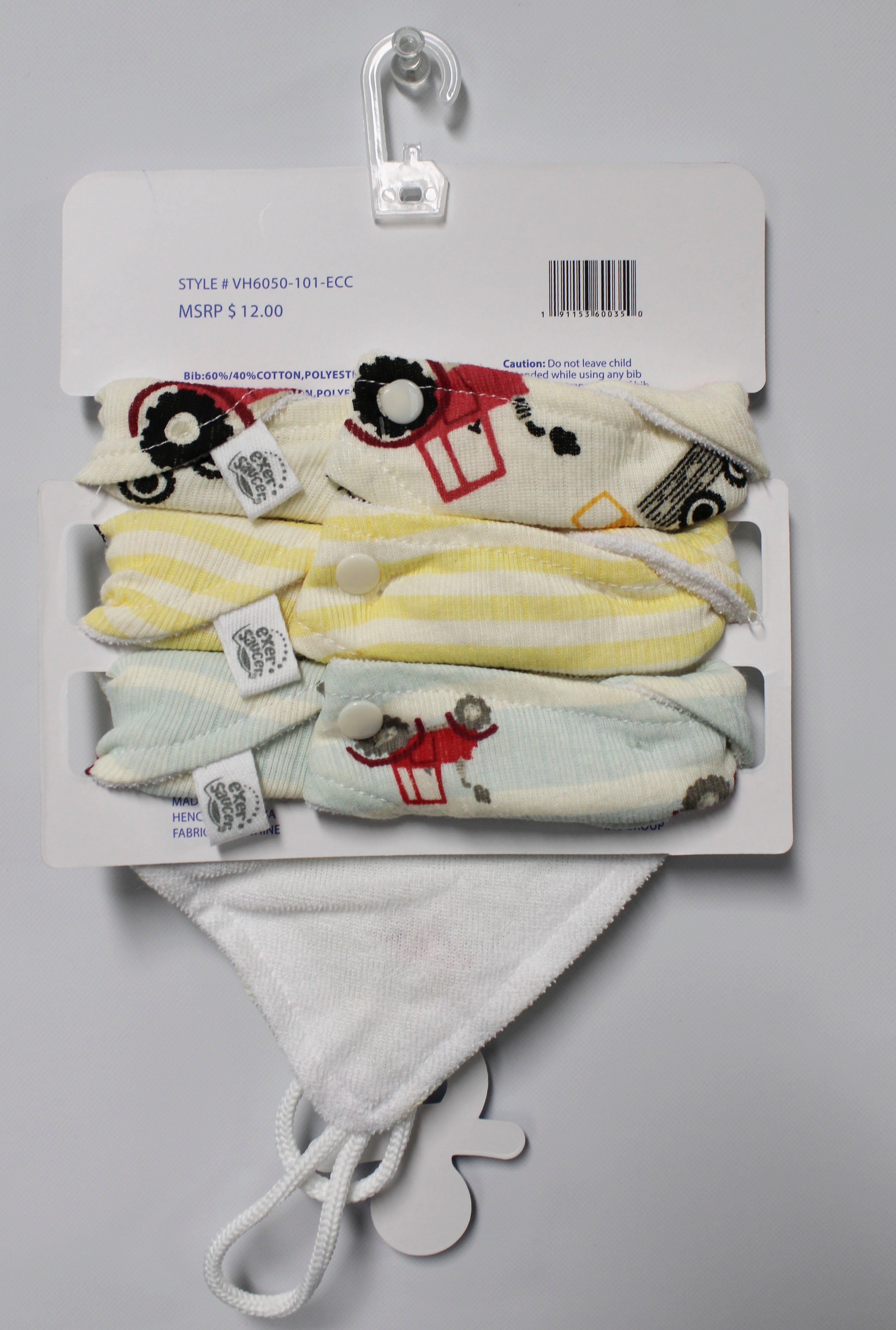 3PK Bandana Bibs - Cars Design, 3-Pack