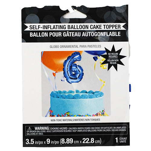 SELF INFLATING BALLOON CAKE TOPPER #6-BLUE
