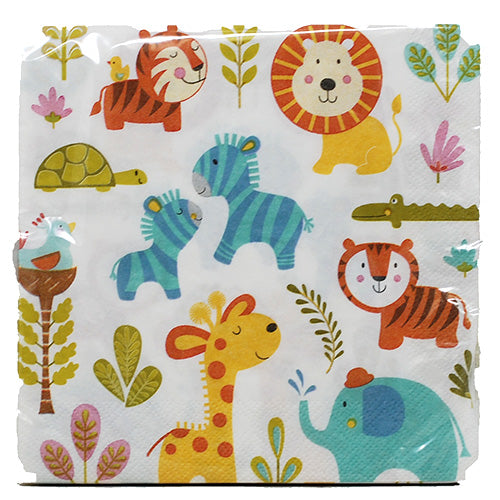 2 PLY LUNCH NAPKIN HAPPY JUNGLE 12 7/8"X12 3/4"/16CT