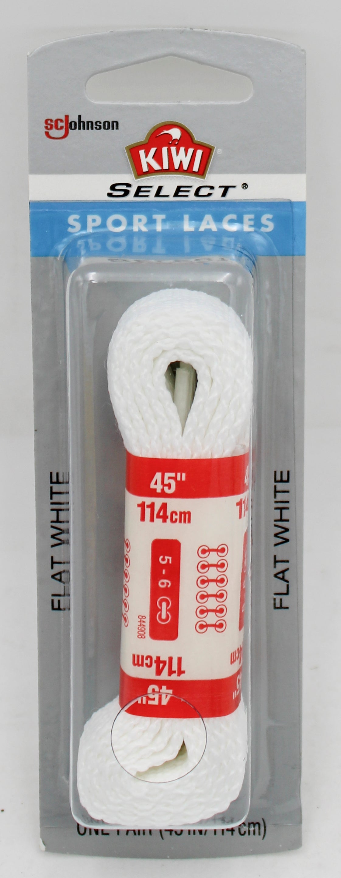 SP KIWI SPORT LACES ONE PAIR 45 IN/114cm FLAT WHITE