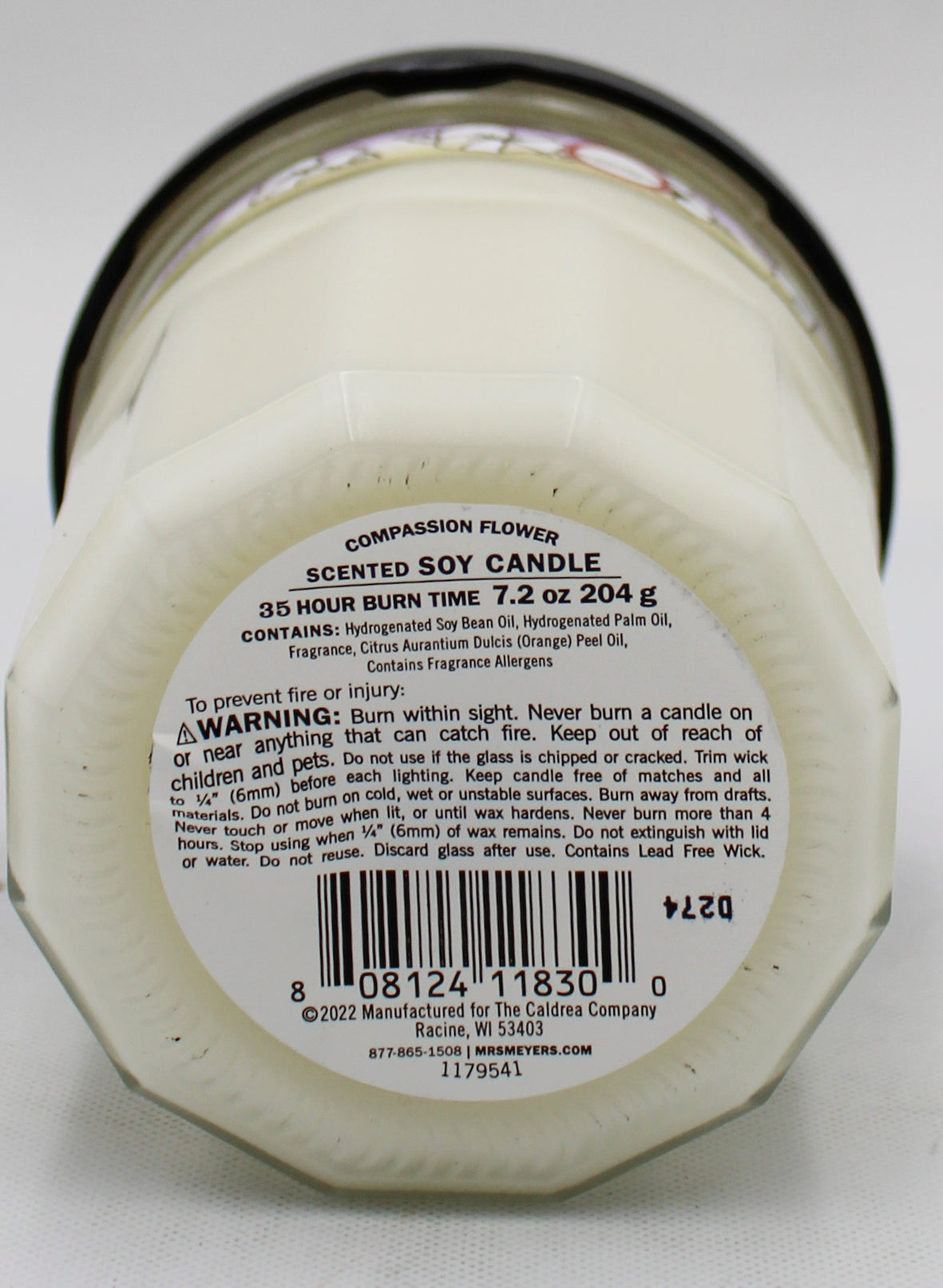 Mrs Meyers Large Soy Candle Compassion Flower 7.2oz