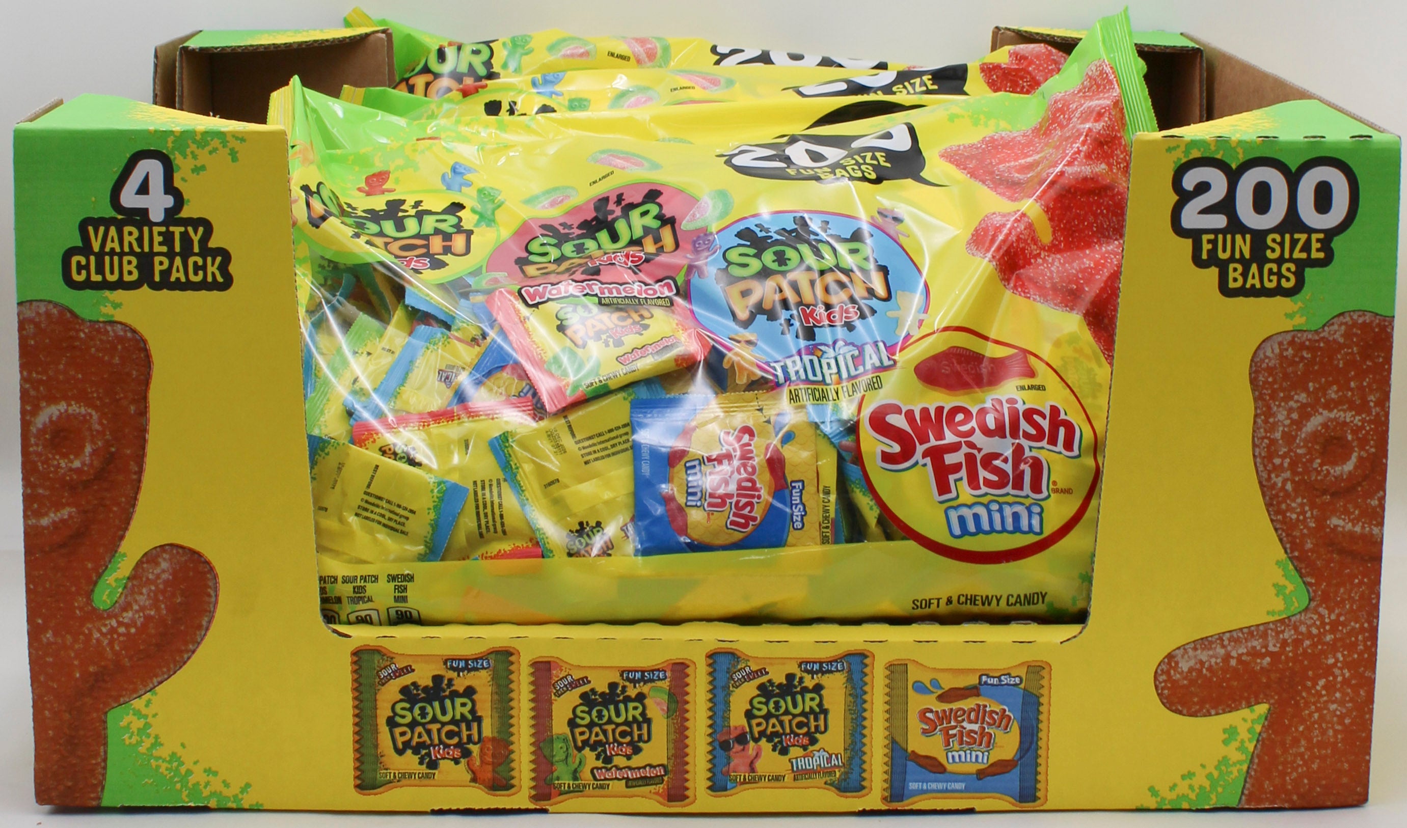 SOUR PATCH KIDS & SWEDISH FISH BULK CANDY VARIETY PACK, 200 CT 5.66 LB BB 12/10/26