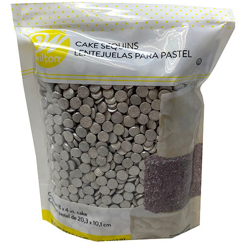 EDIBLE CAKE SEQUINS 10oz-SILVER