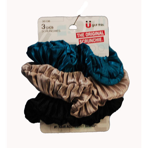 SCUNCI PLEATED HAIR SCRUNCHIES 3PK ASST COLORS NI