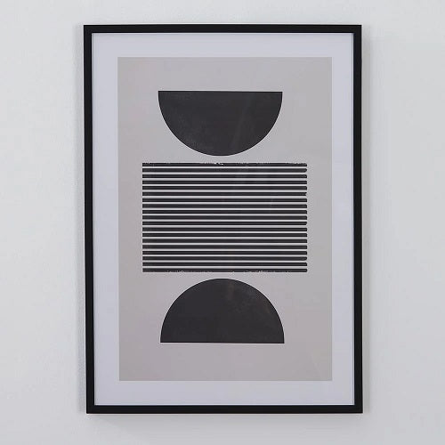 HALF CIRCLES AND SQUARES FRAMED PRINT 19.5”L x 27.5”H