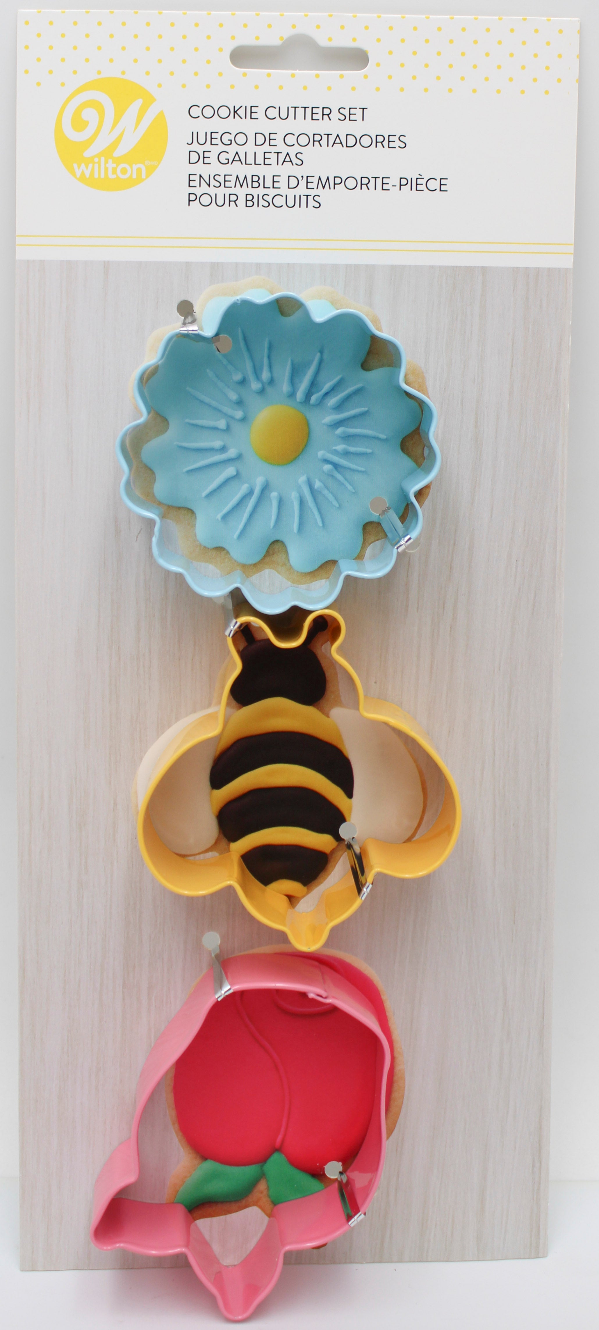 3CT WILTON COOKIE CUTTER SET - FLOWERS BEE