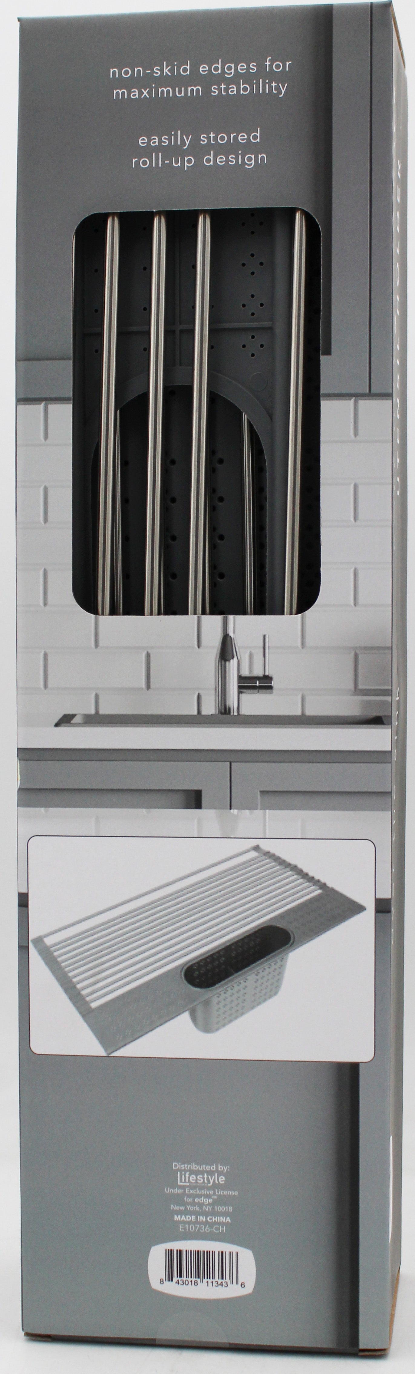 OVER THE SINK ROLL UP DRYING RACK W/ UTENSIL CADDY - 17.32X11.02INCH