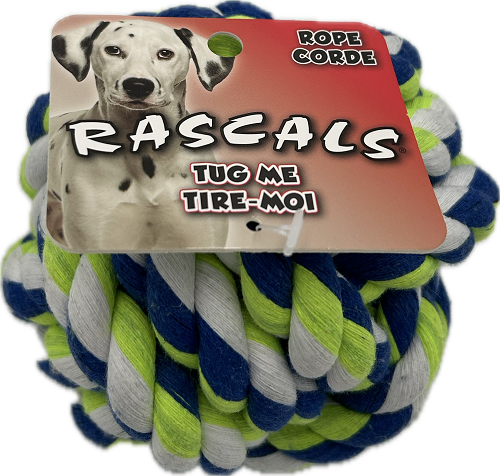 5" BLUE KNOTTY ROPE BALL DOG TOY