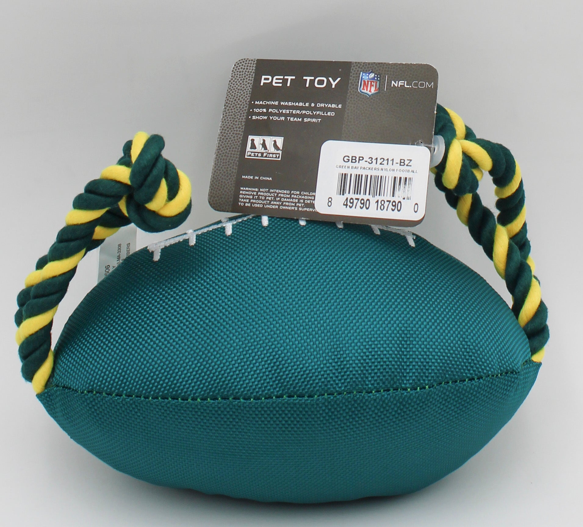 NFL GREEN BAY PACKERS NYLON FOOTBALL DOG TOY NI