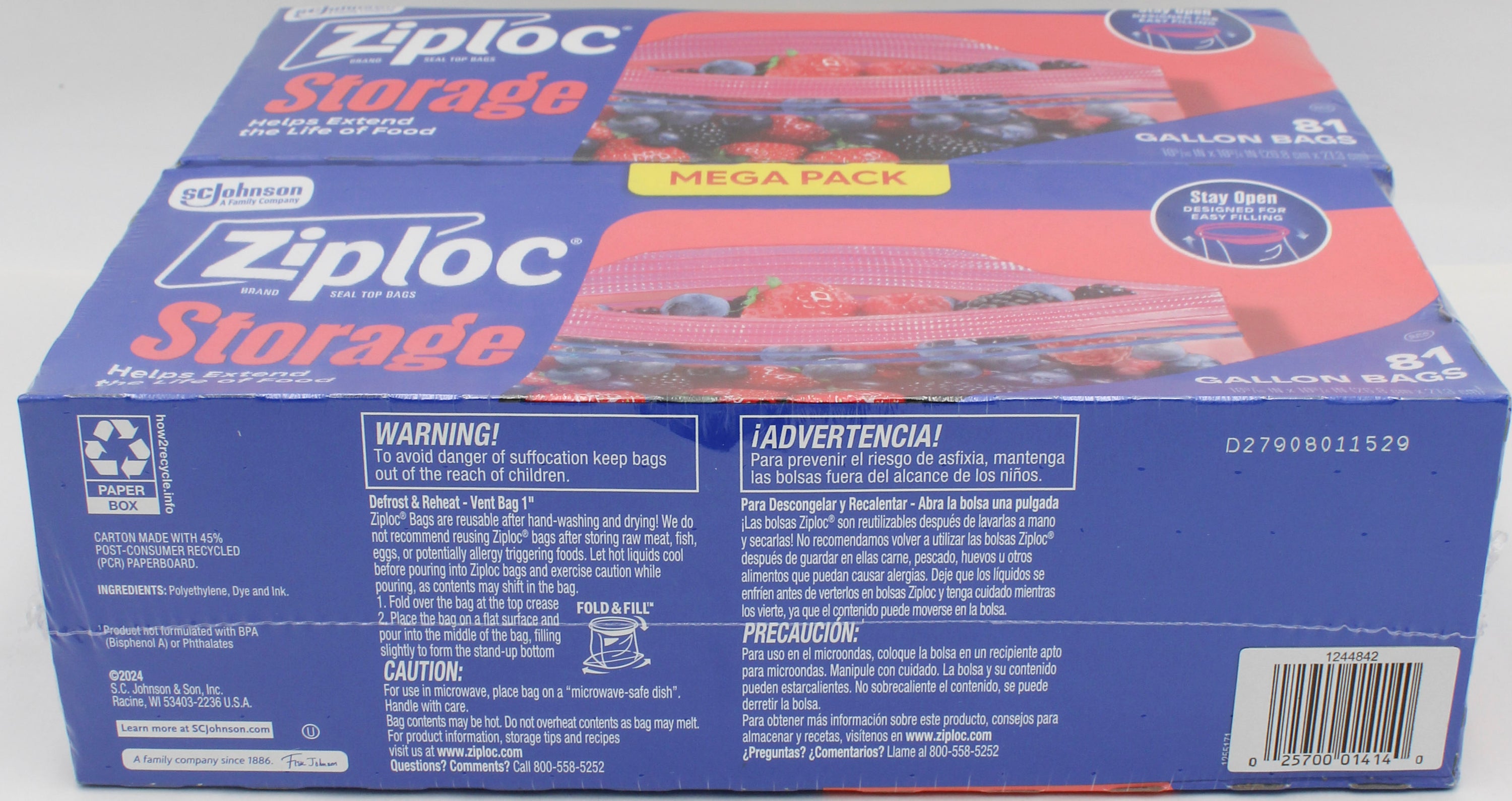 SP ZIPLOC BAG STORAGE TWIN PACK 81CT GALLON