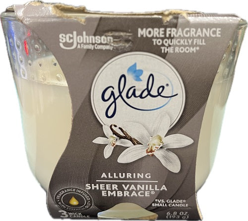 SP GLADE 3 WICK CANDLE 6.8oz SHEER VANILLA EMBRACE