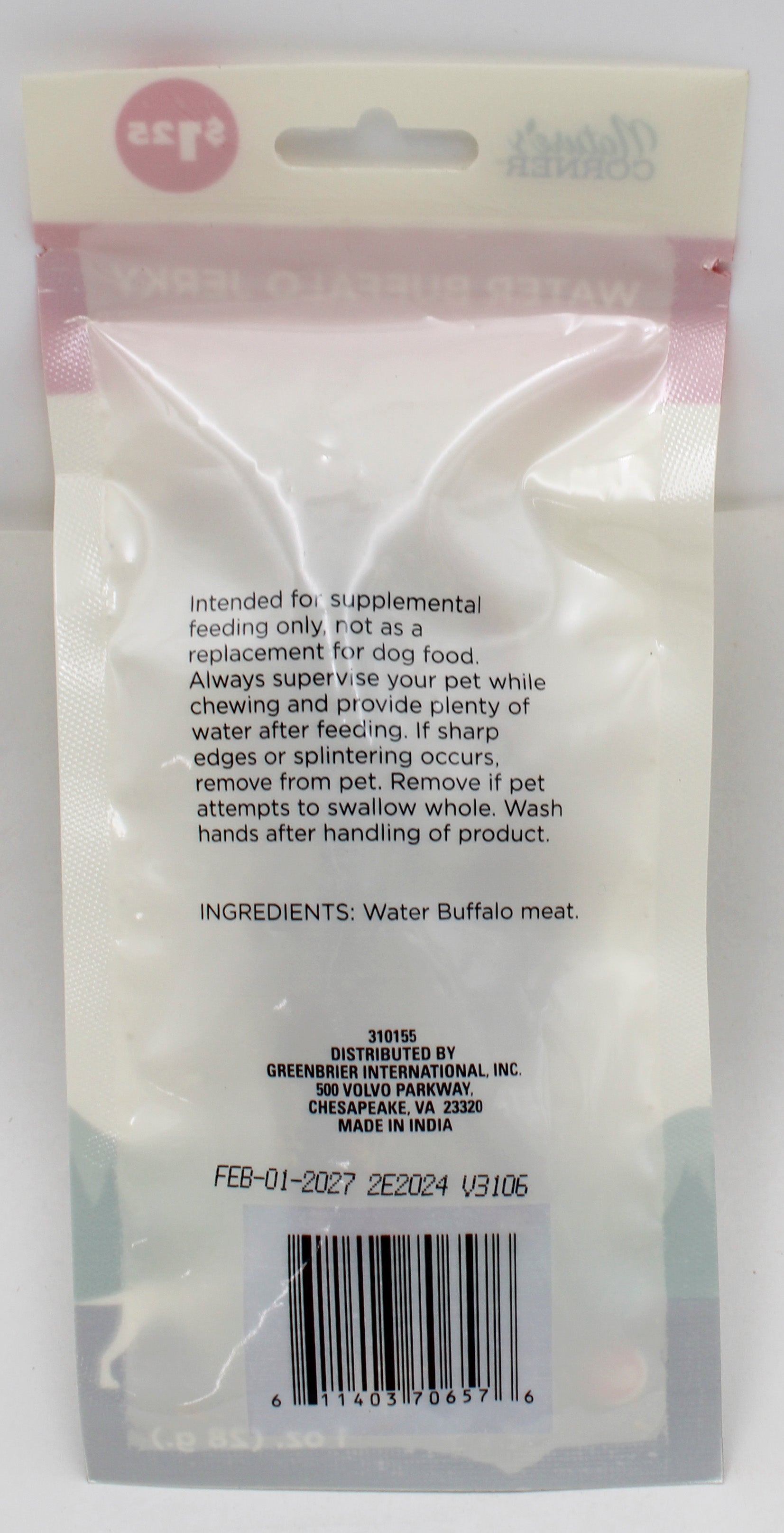 Nature's Corner Pig Ear Chew 0.5oz & Water Buffalo Jerky 1oz Bundle