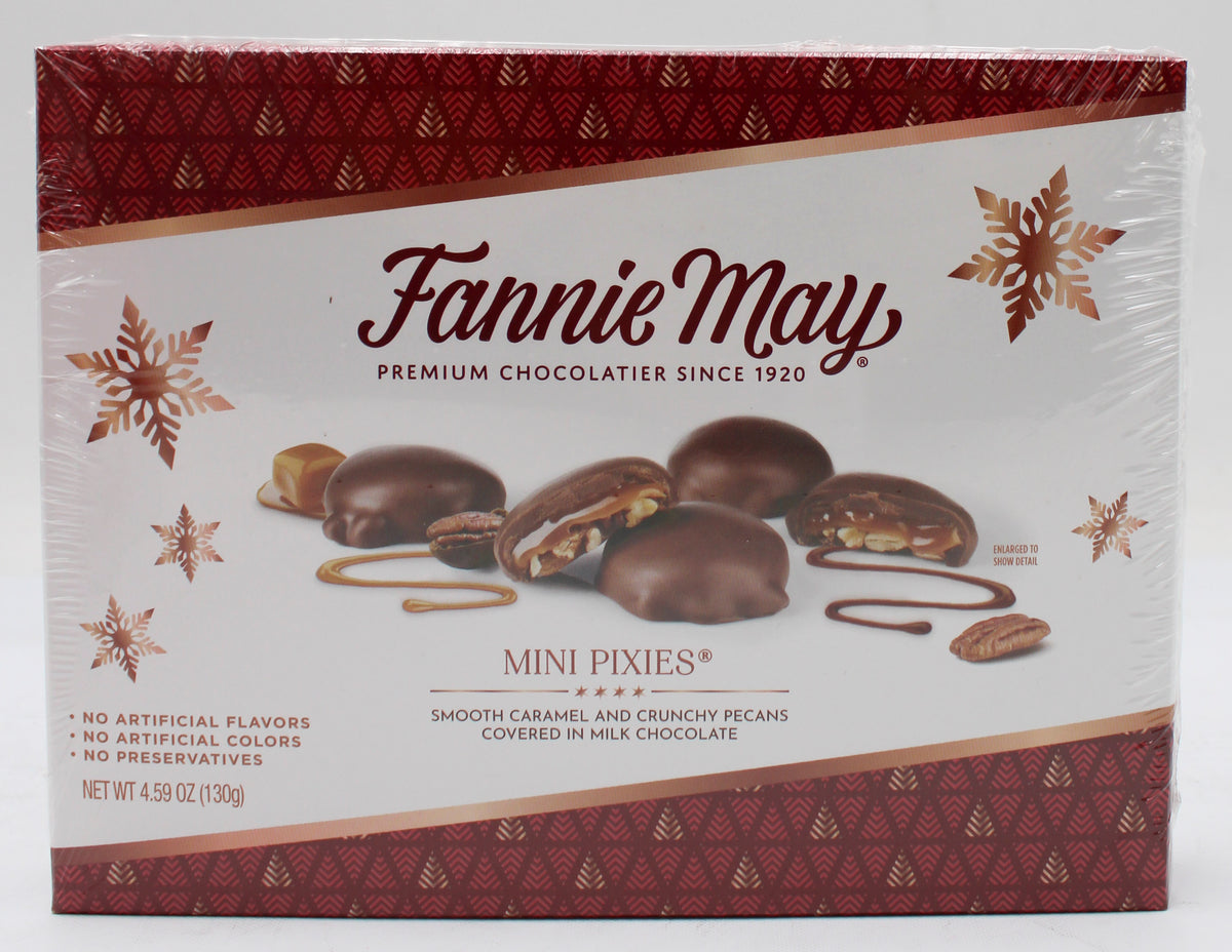 FANNIE MAY MILK CHOCOLATE & CARAMEL W/ PECANS MINI PIXIES BB 7/9/27