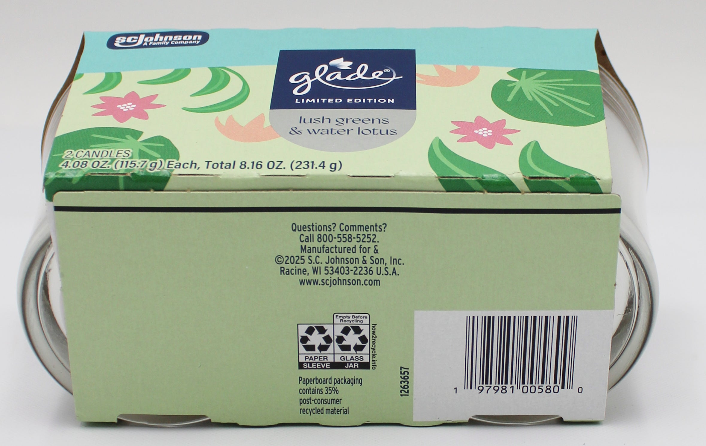 GLADE CANDLE LUSH GREENS & WATER LOTUS 2ct 4.08oz US